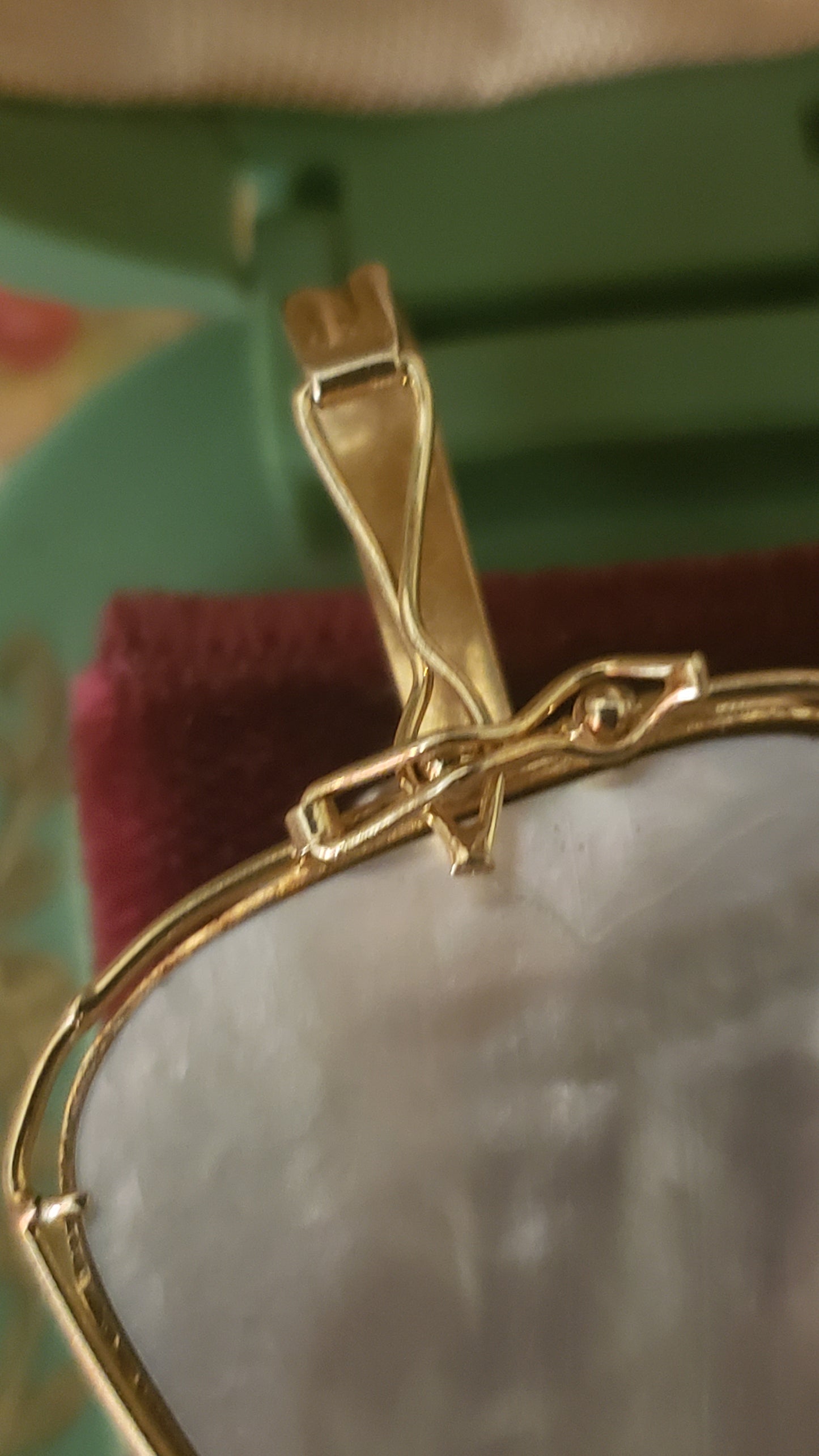 Mabe Blister Pearl and Diamond Pendant/ Enhancer, 14K Yellow and White Gold with Double Safety Clasp