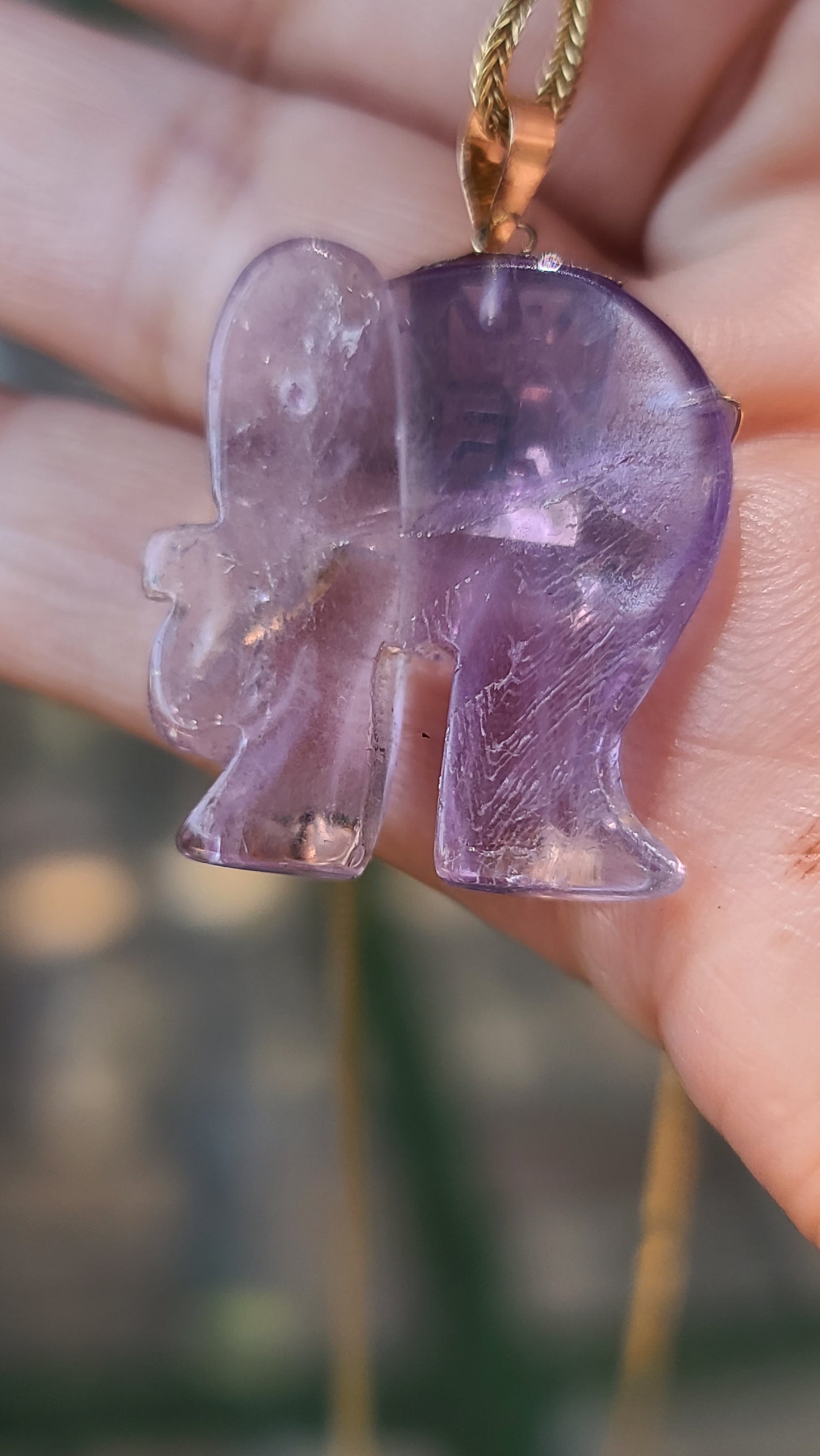 14K Amethyst Elephant Pendant