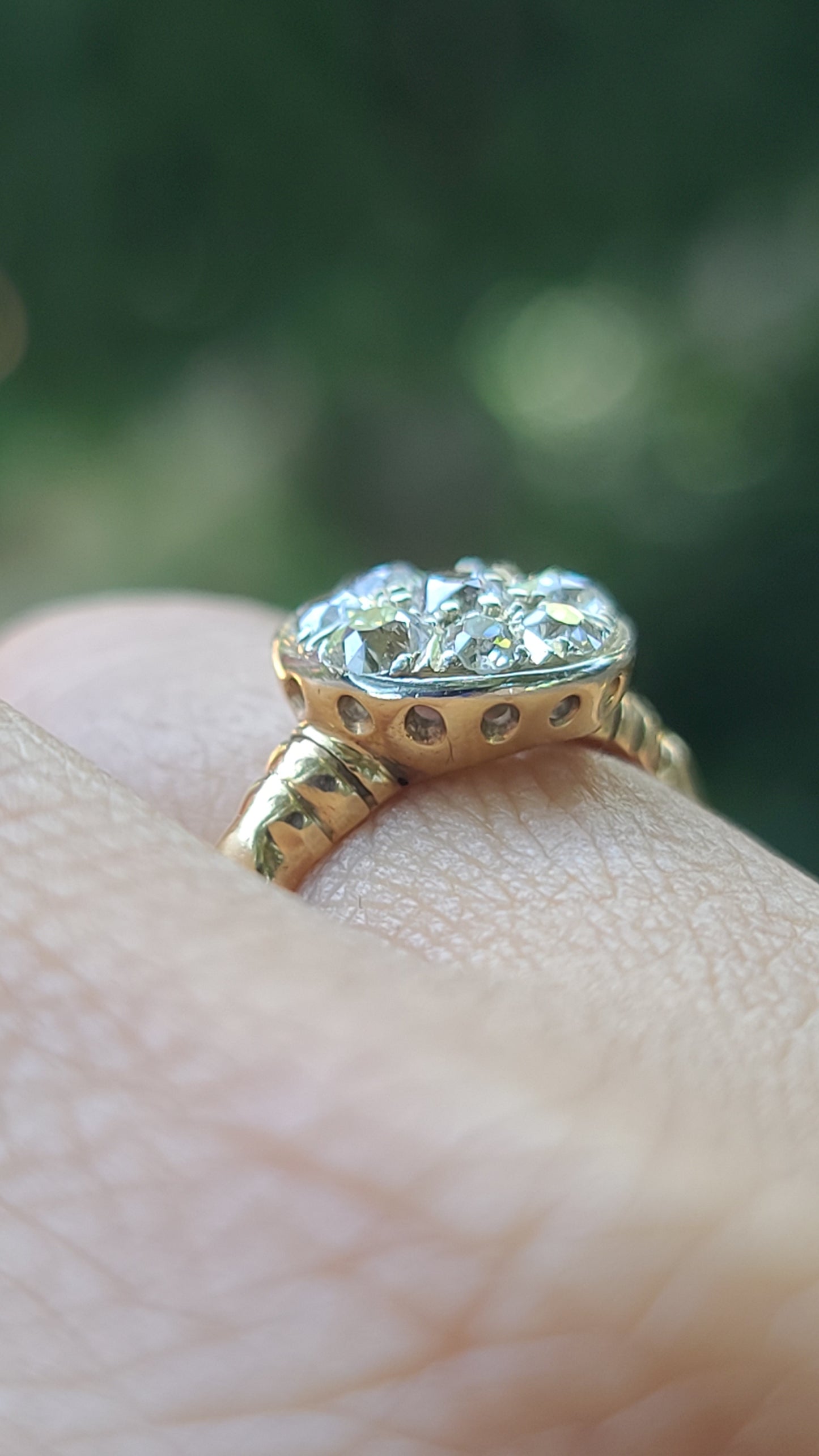 Antique Old Cut Diamond 14K Yellow Gold Ring, size 7