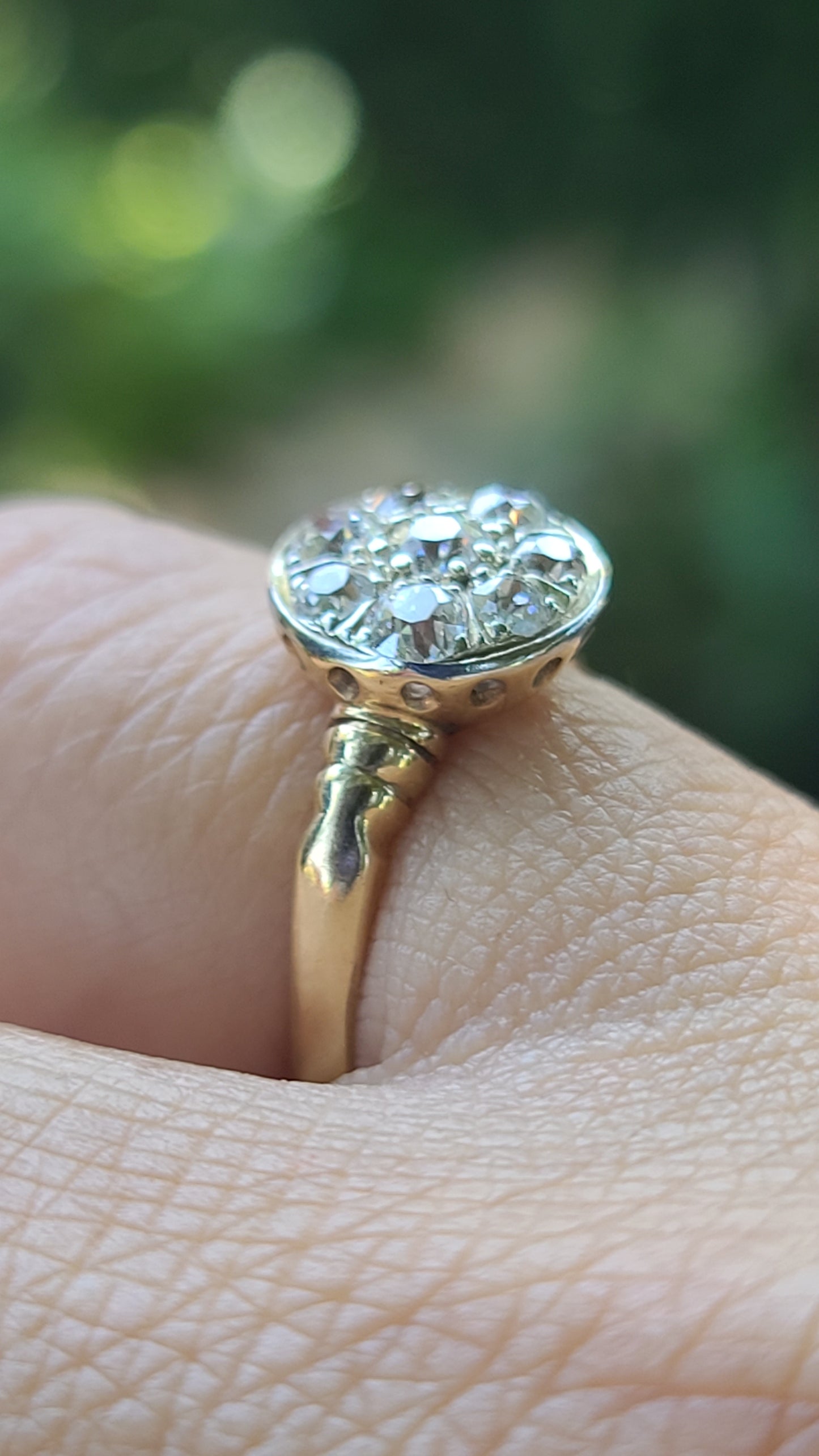 Antique Old Cut Diamond 14K Yellow Gold Ring, size 7