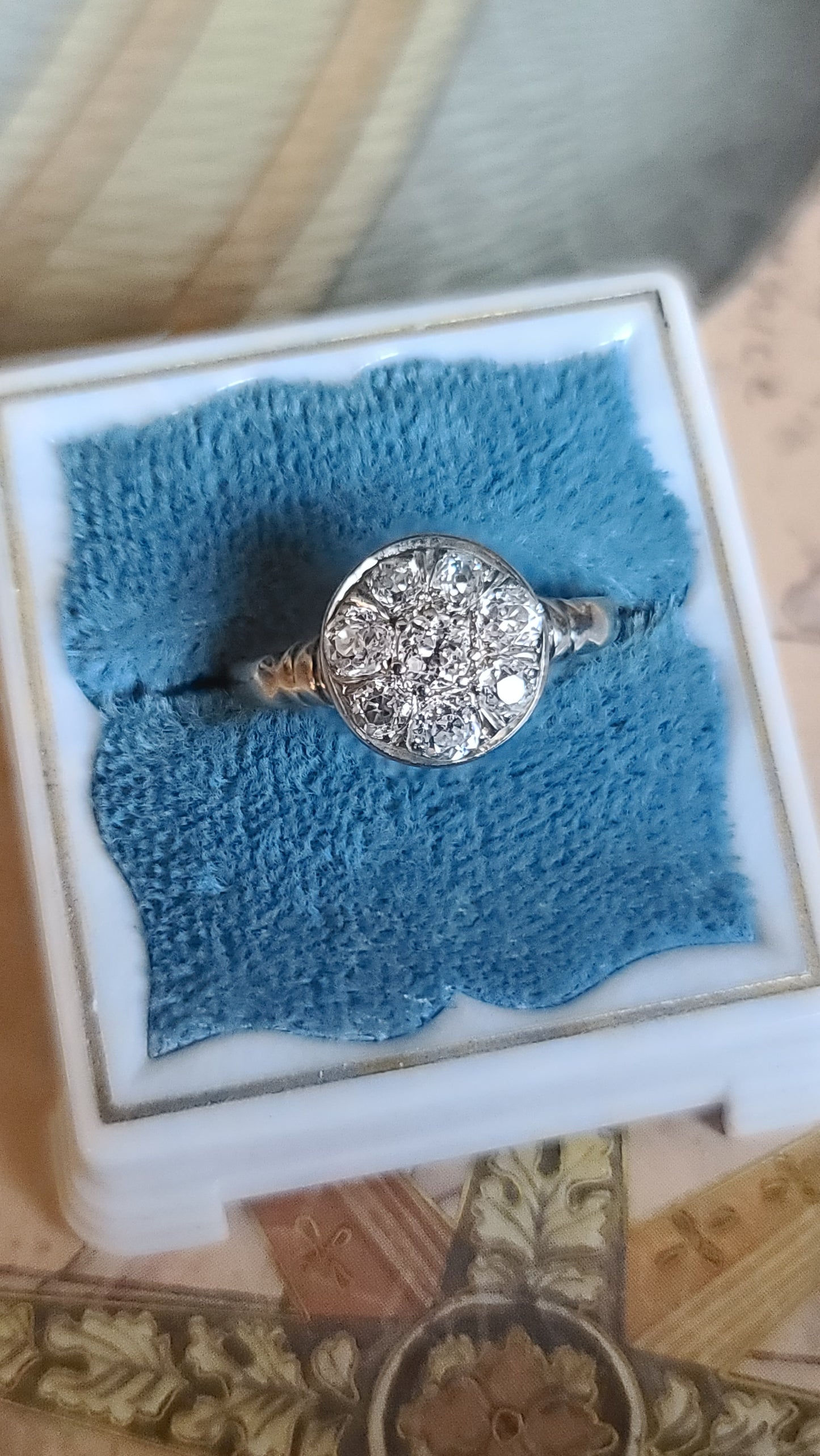 Antique Old Cut Diamond 14K Yellow Gold Ring, size 7
