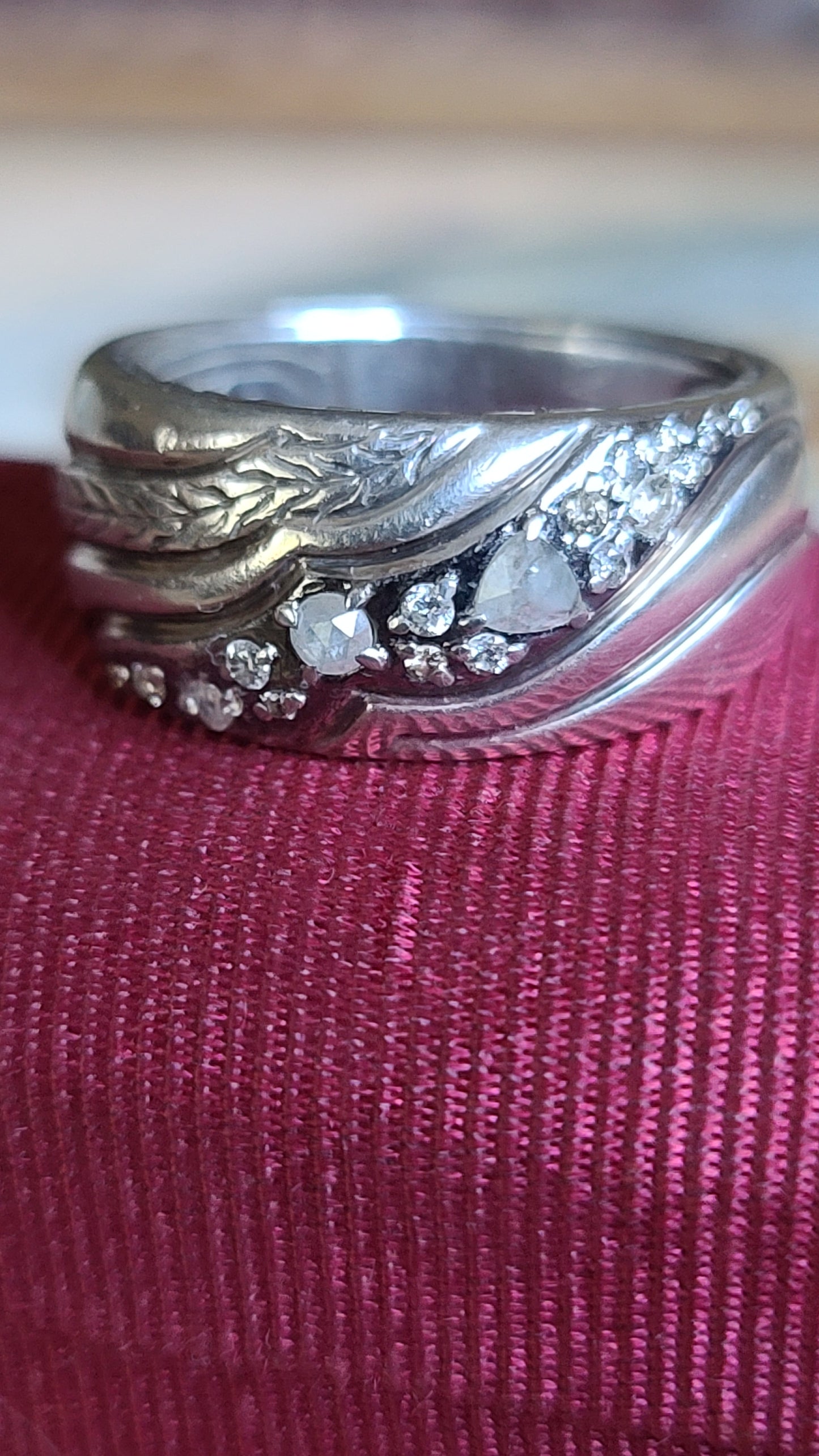 John Hardy Sterling Silver and Diamond Lahar Band Ring Size 8