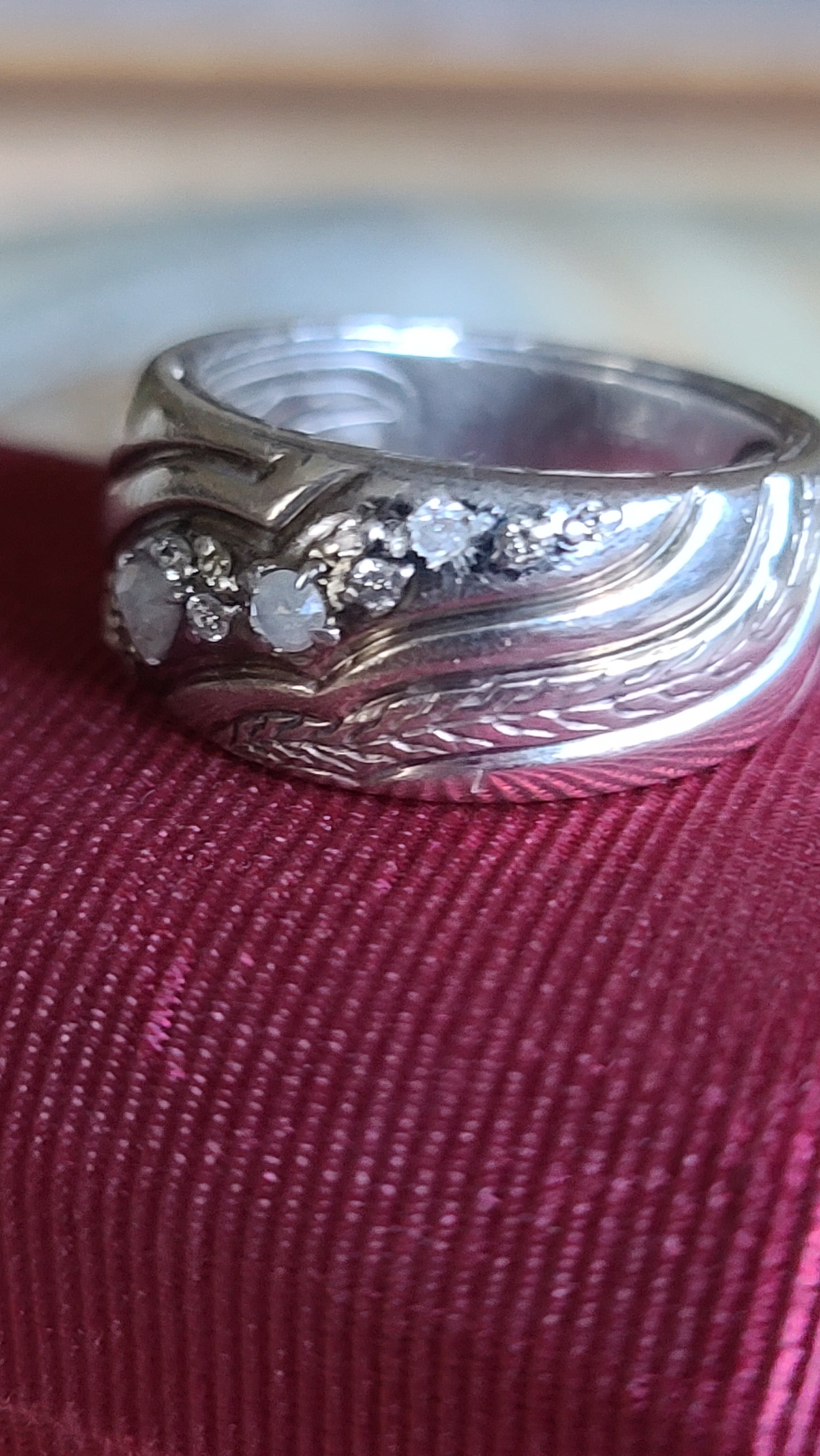 John Hardy Sterling Silver and Diamond Lahar Band Ring Size 8
