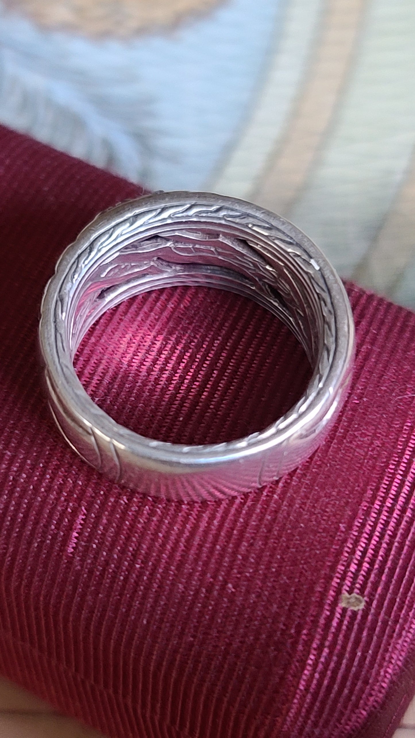 John Hardy Sterling Silver and Diamond Lahar Band Ring Size 8