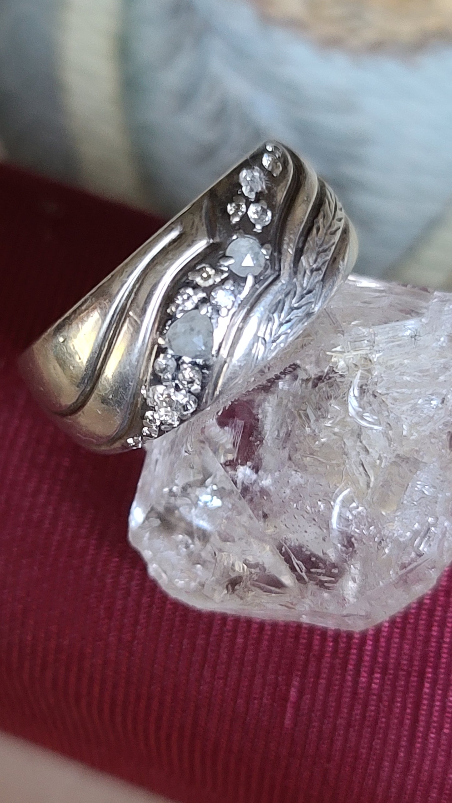 John Hardy Sterling Silver and Diamond Lahar Band Ring Size 8