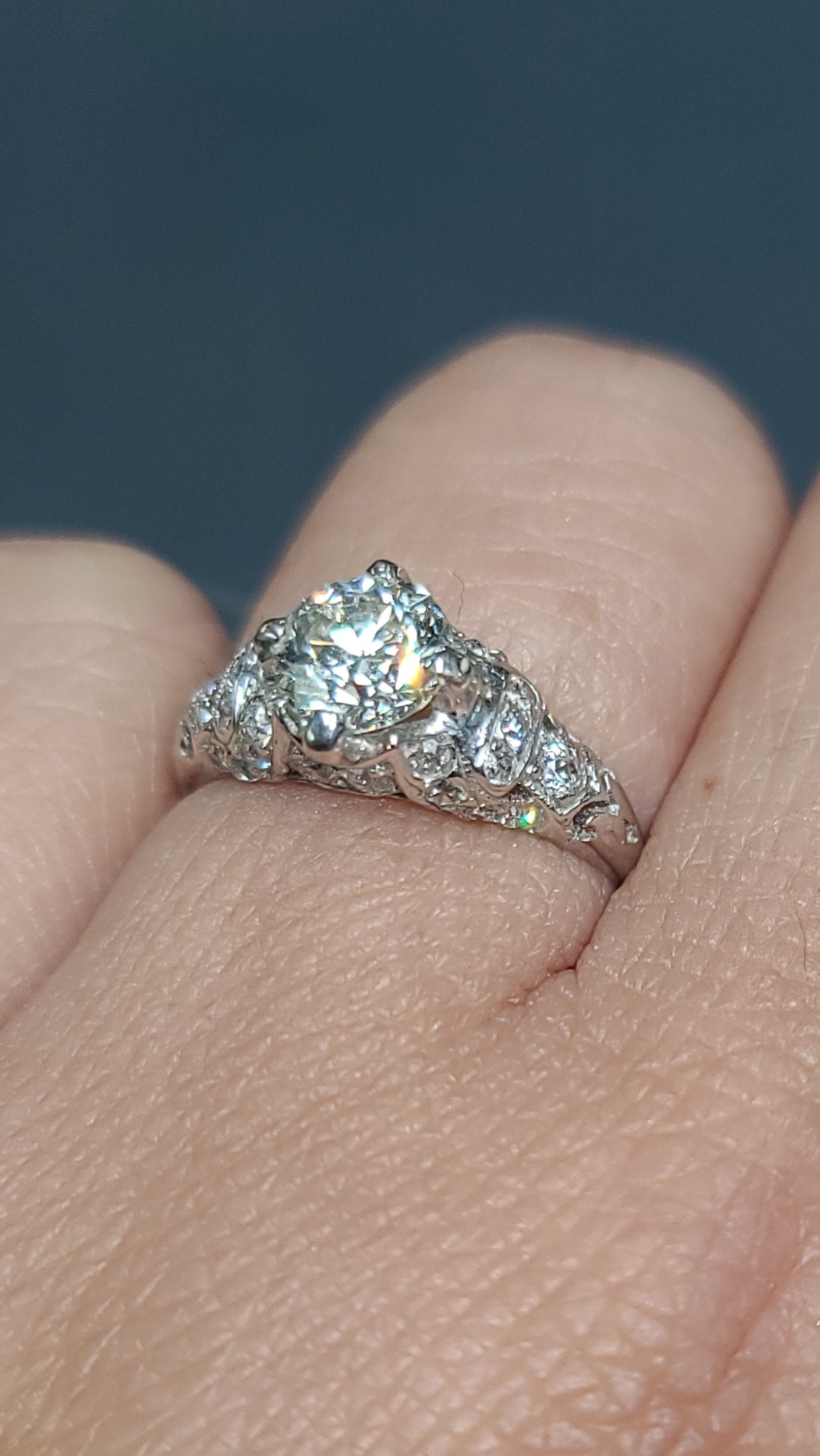 Antique Edwardian Diamond and Platinum Ring, size 5.5