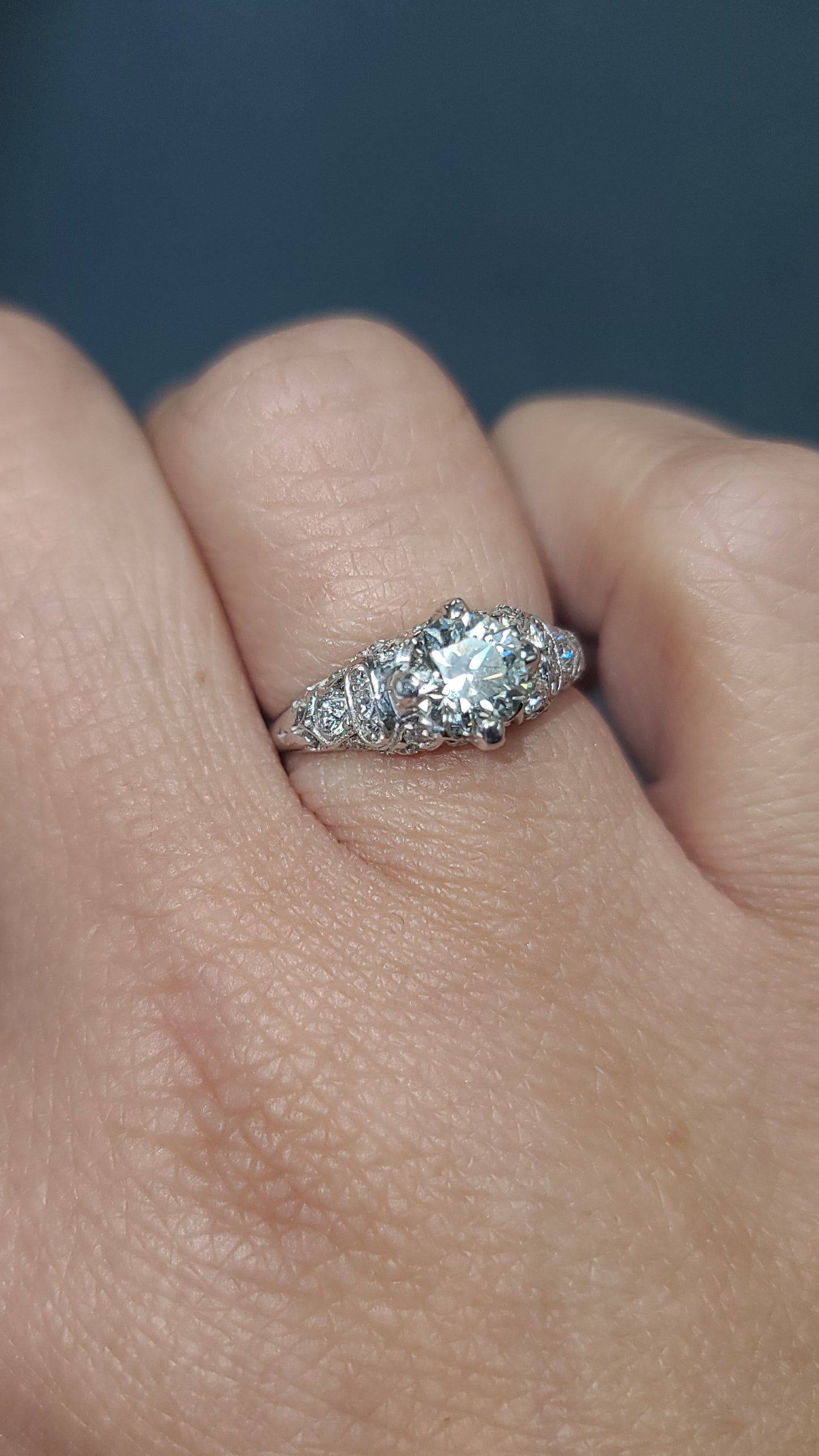 Antique Edwardian Diamond and Platinum Ring, size 5.5