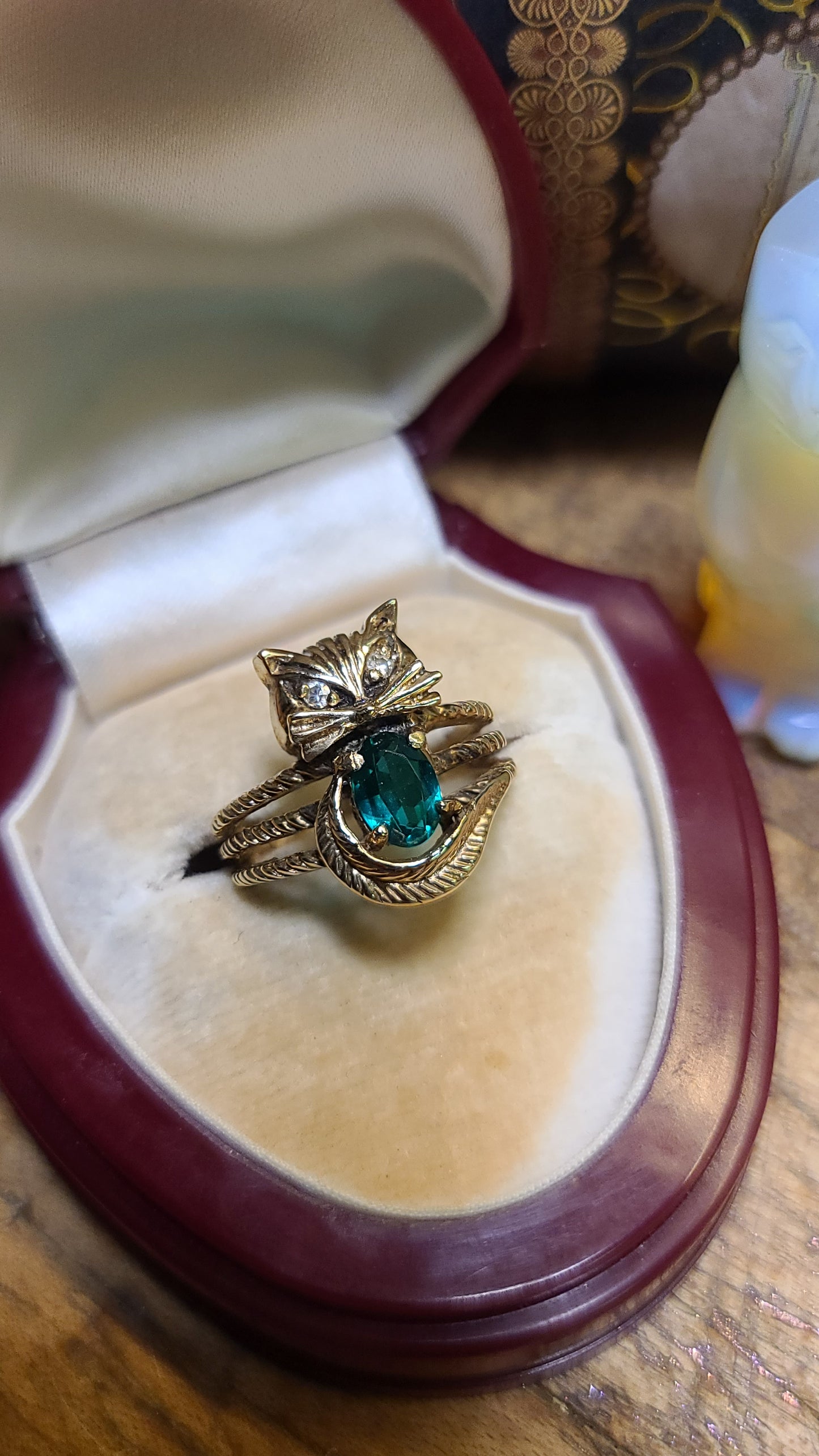 Vintage 10K Yellow Gold Kitty Cat Ring, Size 6.5