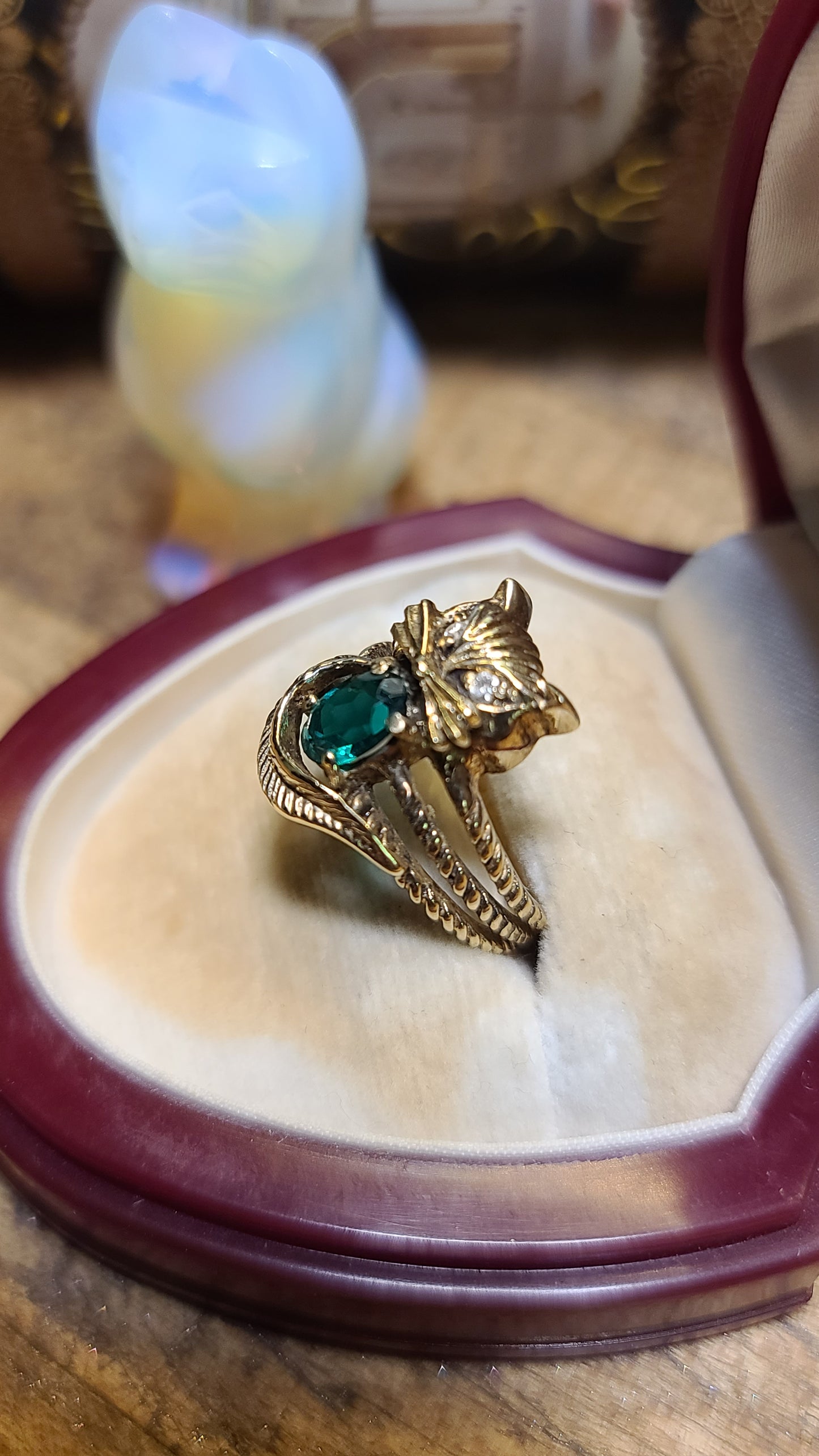 Vintage 10K Yellow Gold Kitty Cat Ring, Size 6.5