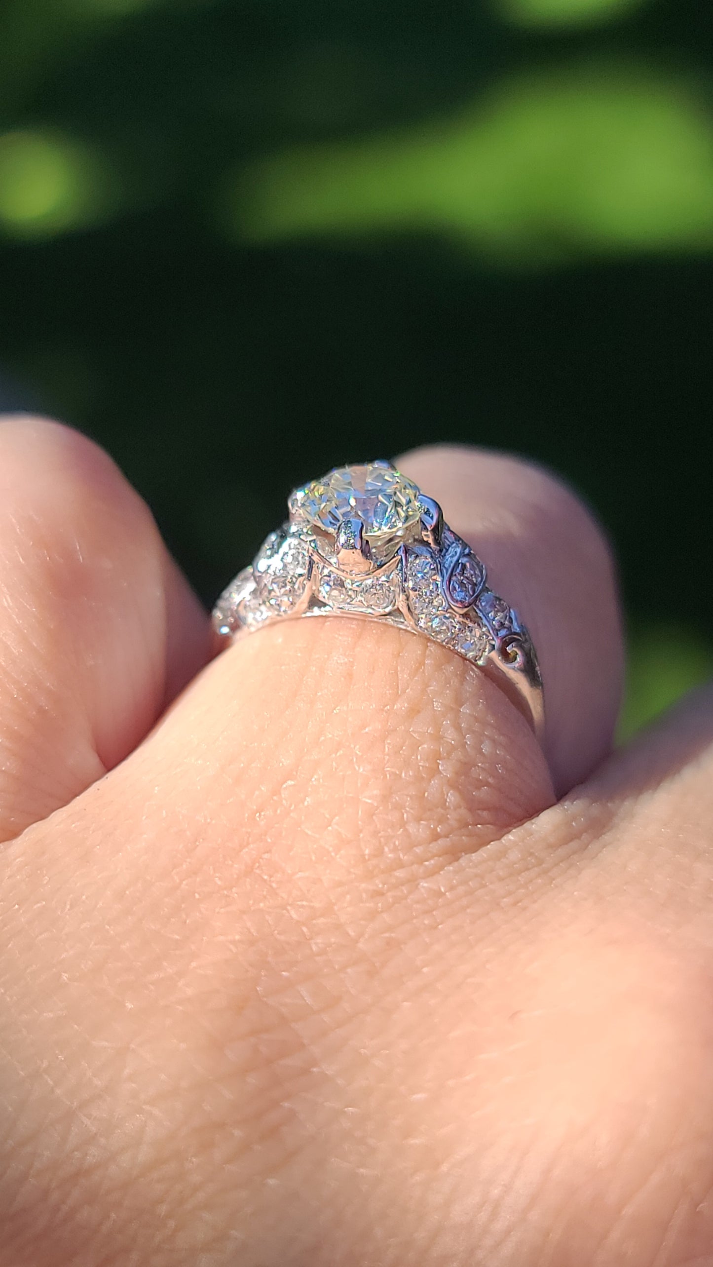 Antique Edwardian Diamond and Platinum Ring, size 5.5
