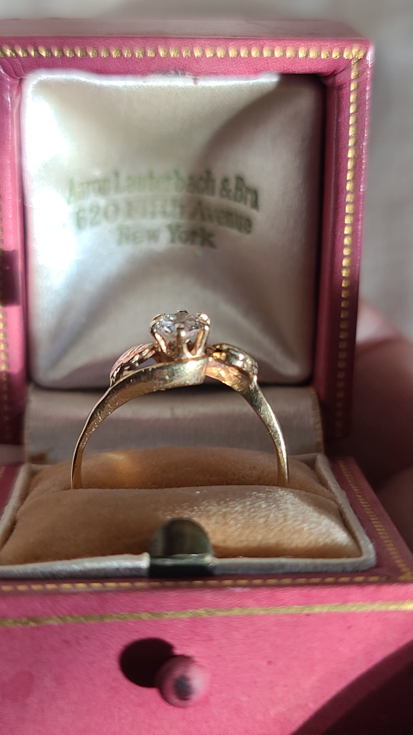 14K Diamond Leaf Ring, size 7.5