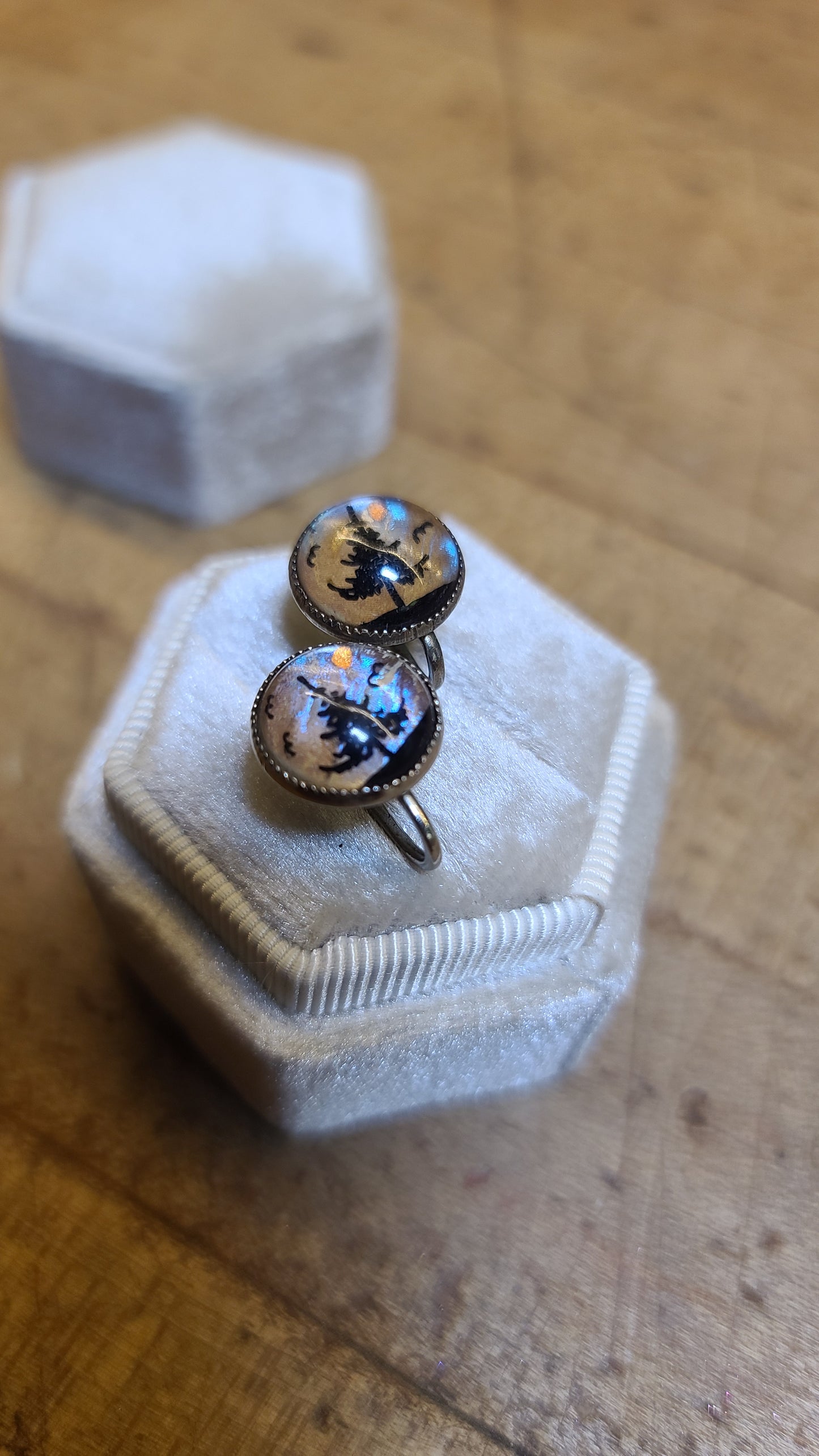Vintage Essex Crystal Style Screwback Earrings with Tree and Birds