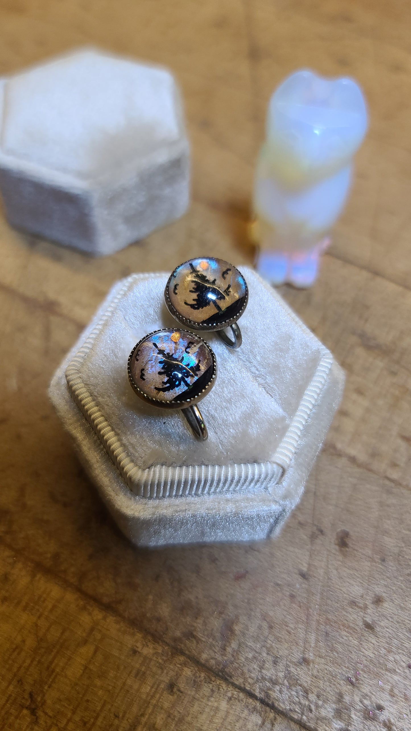 Vintage Essex Crystal Style Screwback Earrings with Tree and Birds