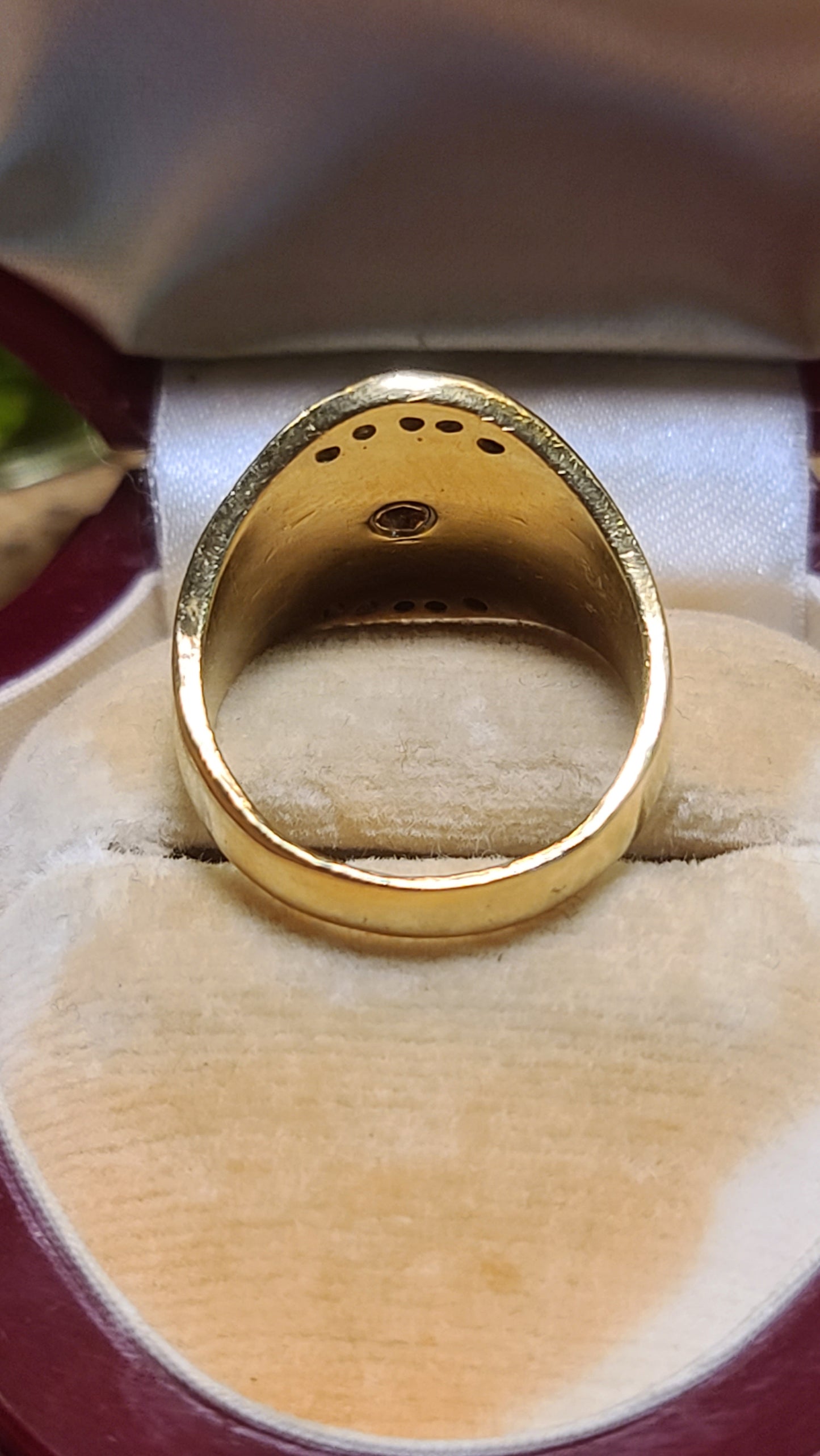 14K Tricolor Elephant Ring with Ruby and Diamonds, Size 7.5 US