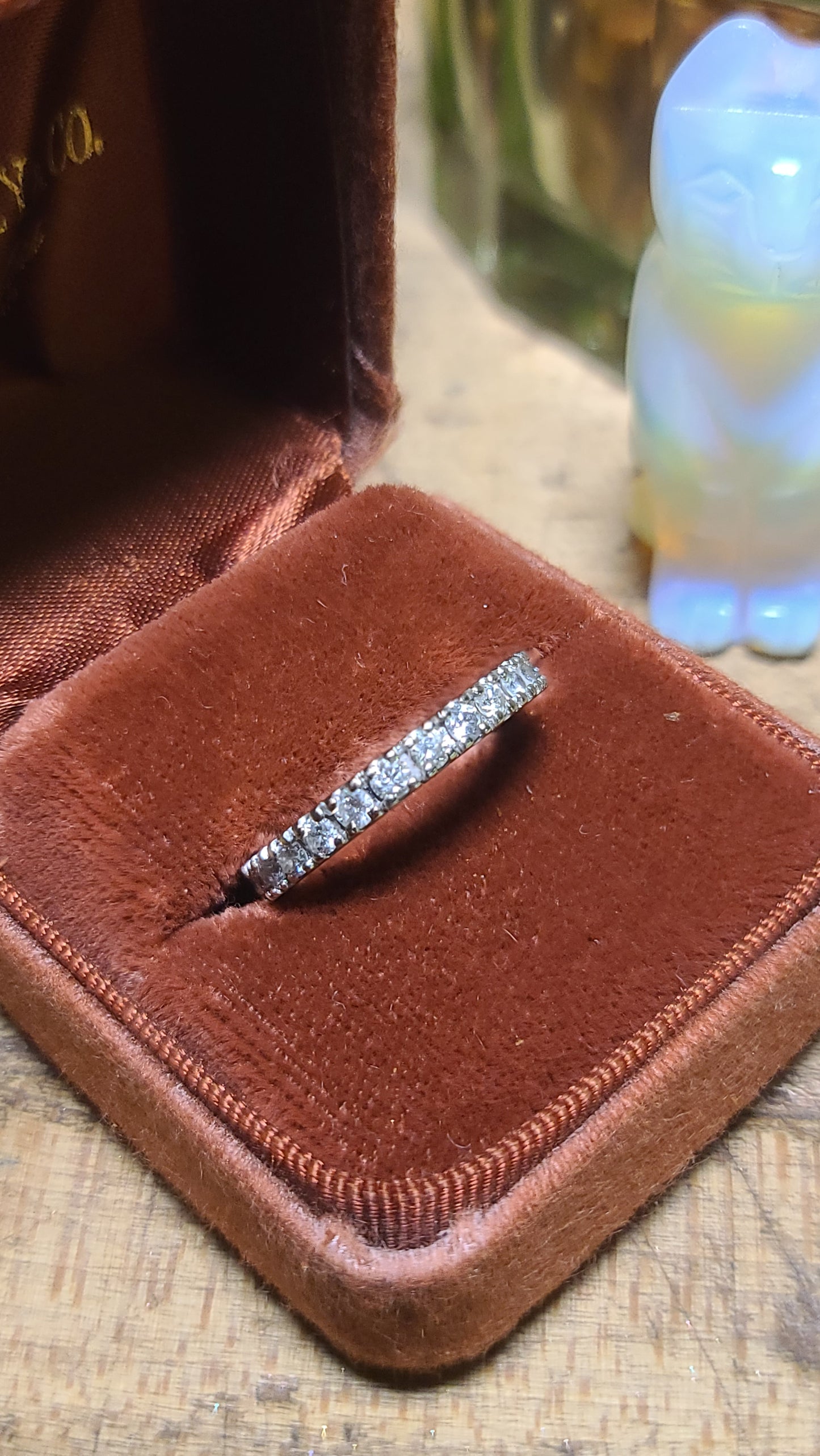 14K White Gold Diamond Band Ring, size 5.5 US
