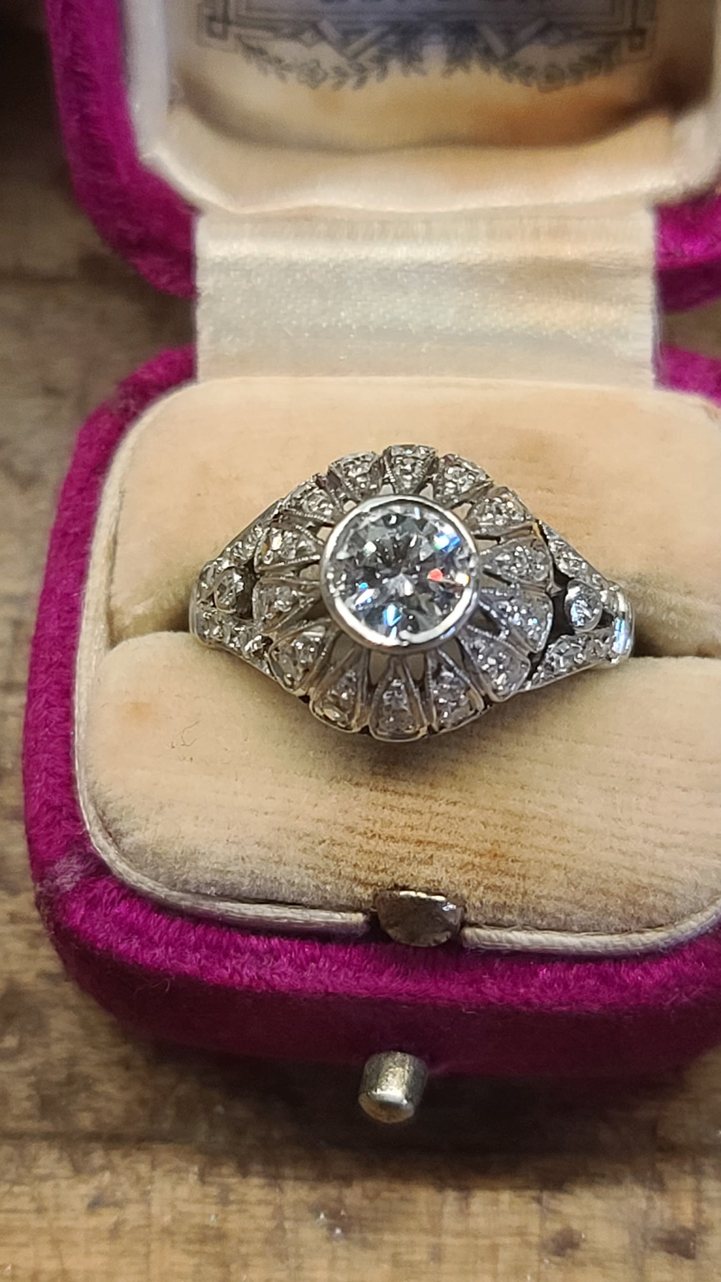 Art Deco Diamond Ring, 14K White Gold