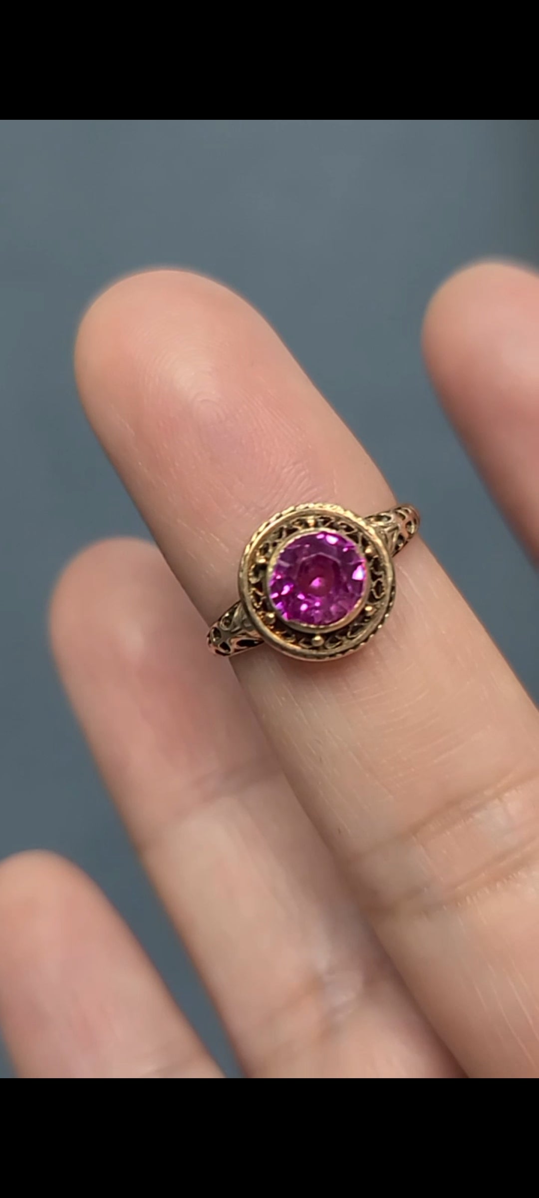 Antique 10K Gold Ring with Pink Stone