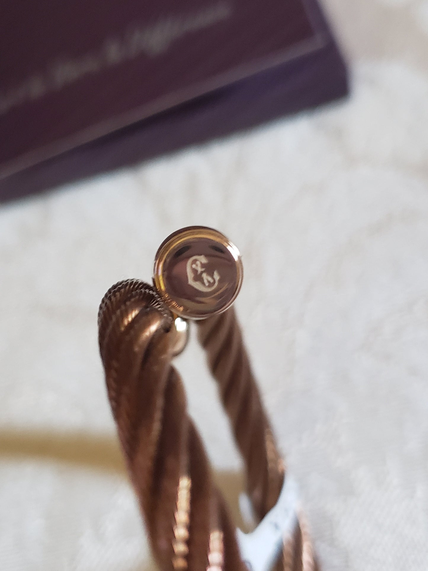 Authentic Charriol Celtic Sceau Steel and Rose Gold Bangle Bracelet