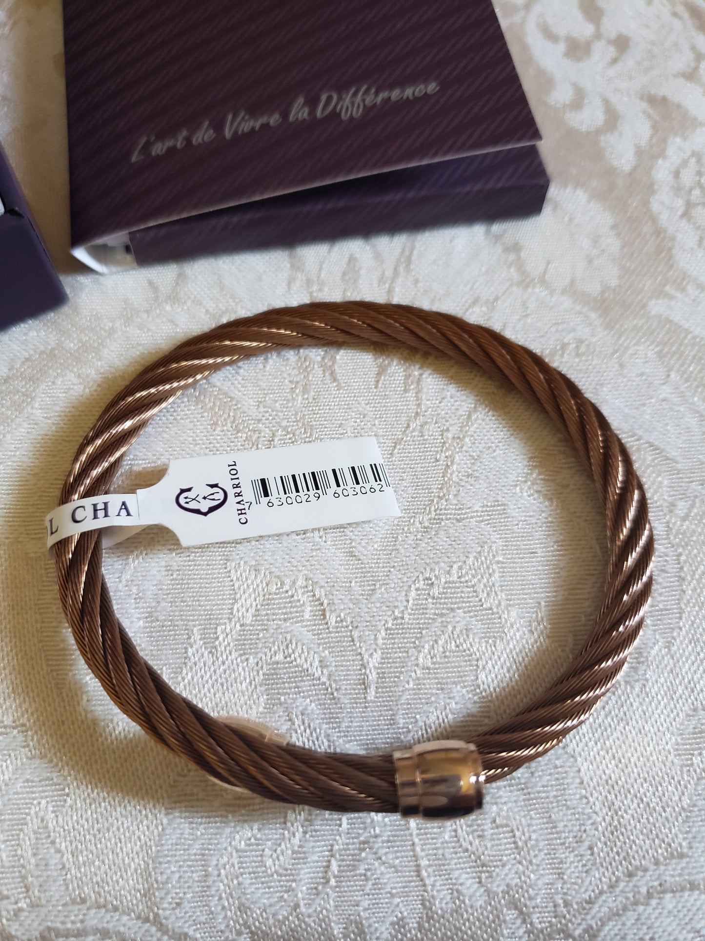 Authentic Charriol Celtic Sceau Steel and Rose Gold Bangle Bracelet