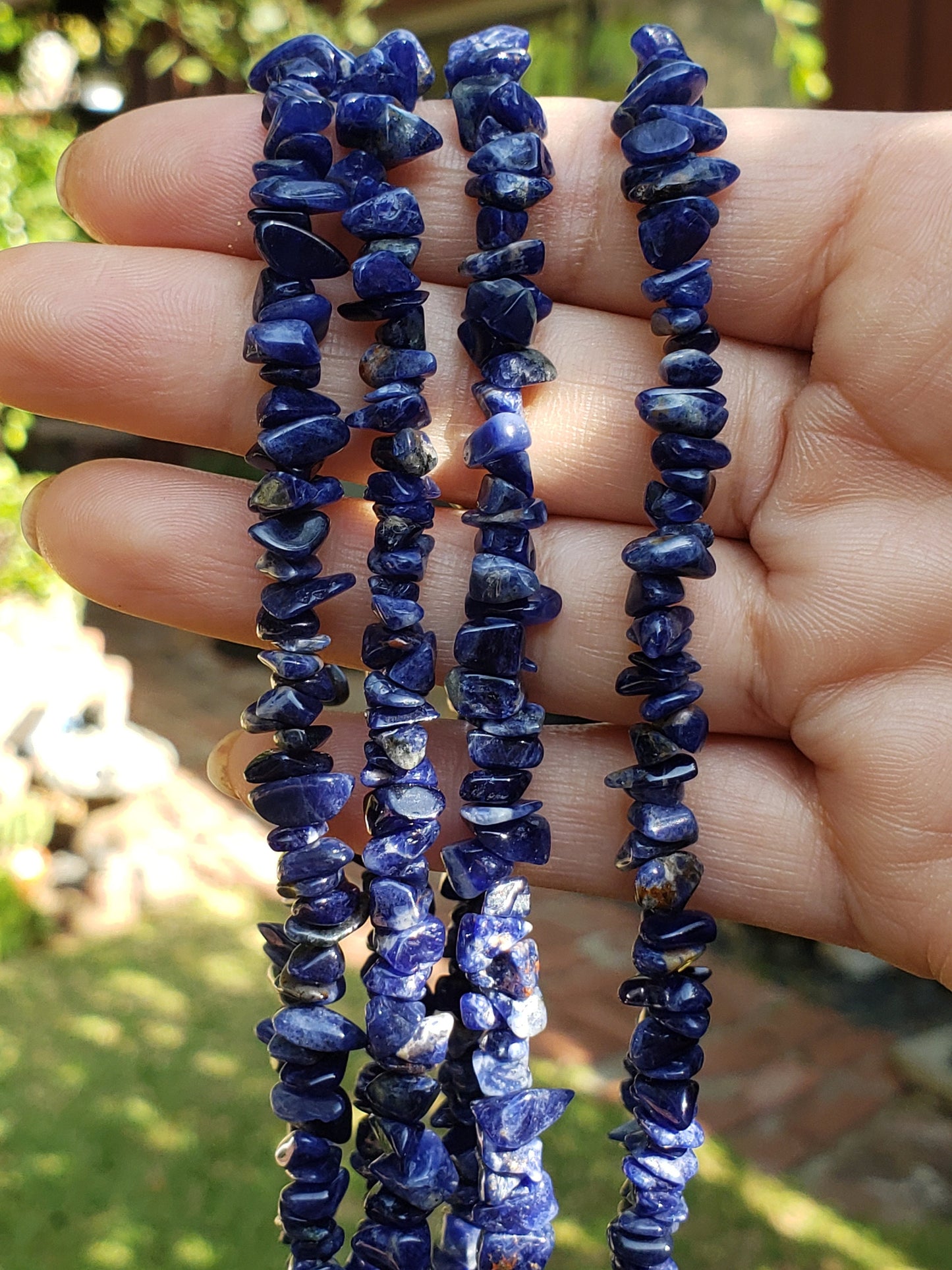 Set of Two Lapis Lazuli Chip Necklaces