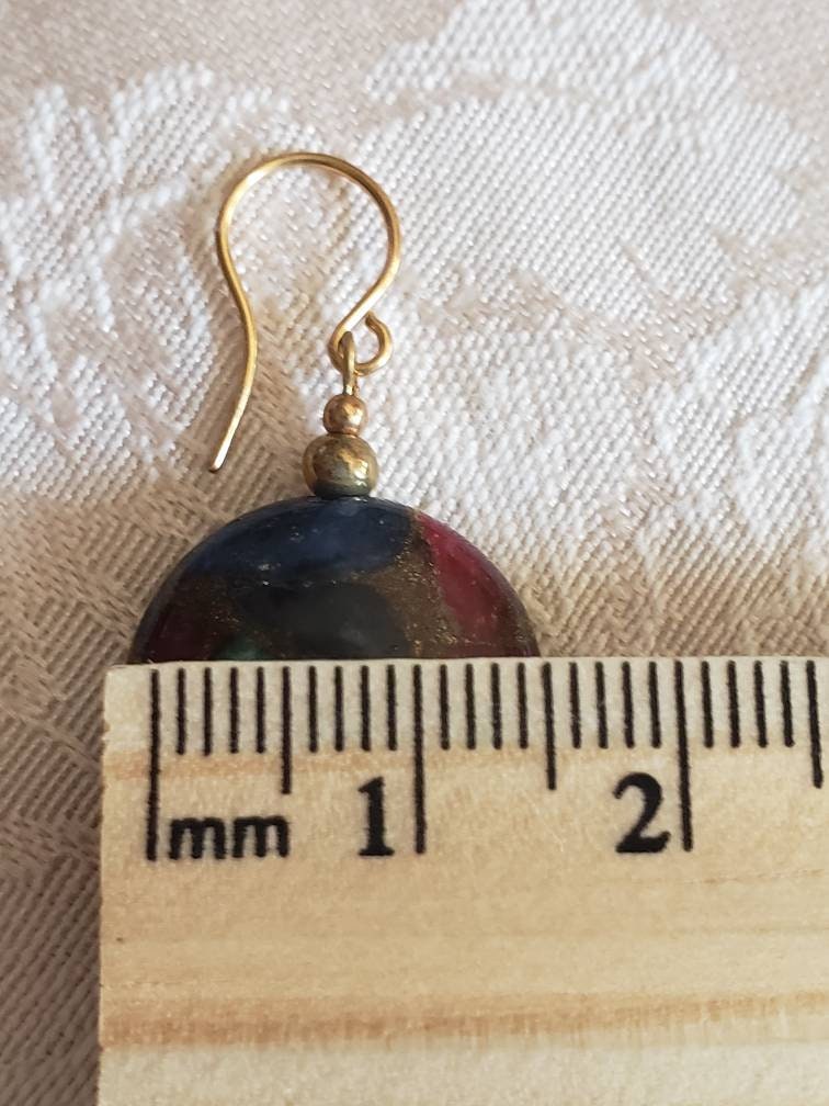 Natural Stone Multicolor Agate and Quartz Brass Earrings, Dangle Earrings, Drop Earrings, Shepards hook