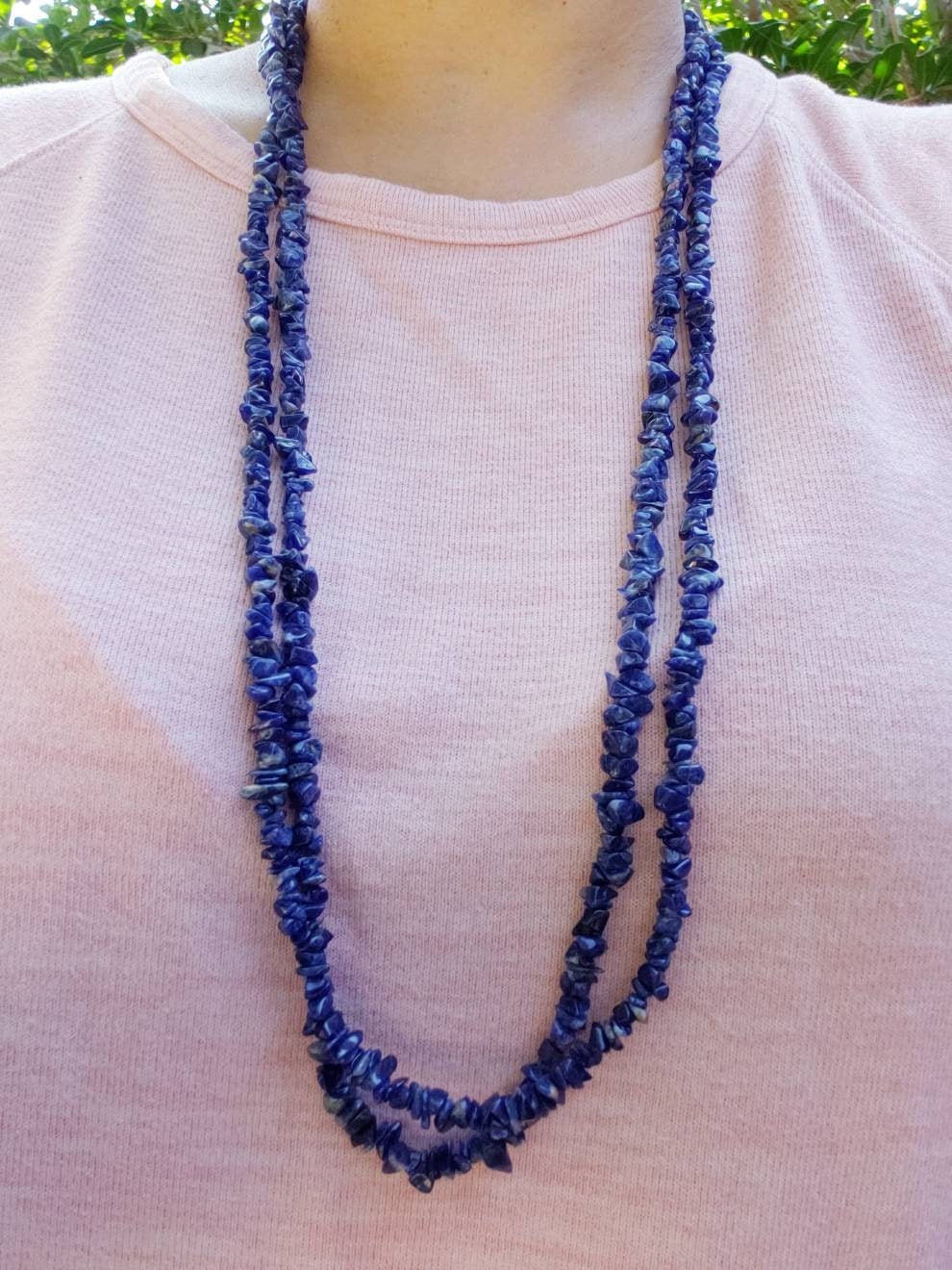 Set of Two Lapis Lazuli Chip Necklaces