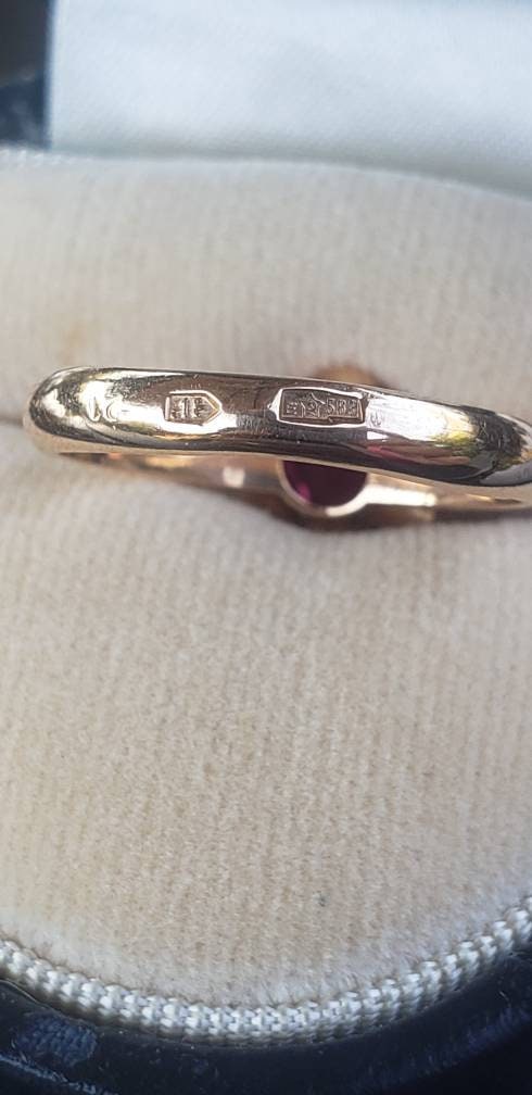 Estate Vintage Russian Soviet Lab Ruby Ring, 14k Rose Gold, size 6