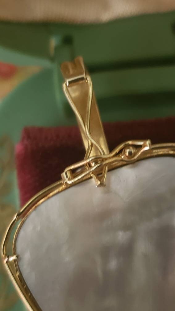 Mabe Blister Pearl and Diamond Pendant/ Enhancer, 14K Yellow and White Gold with Double Safety Clasp
