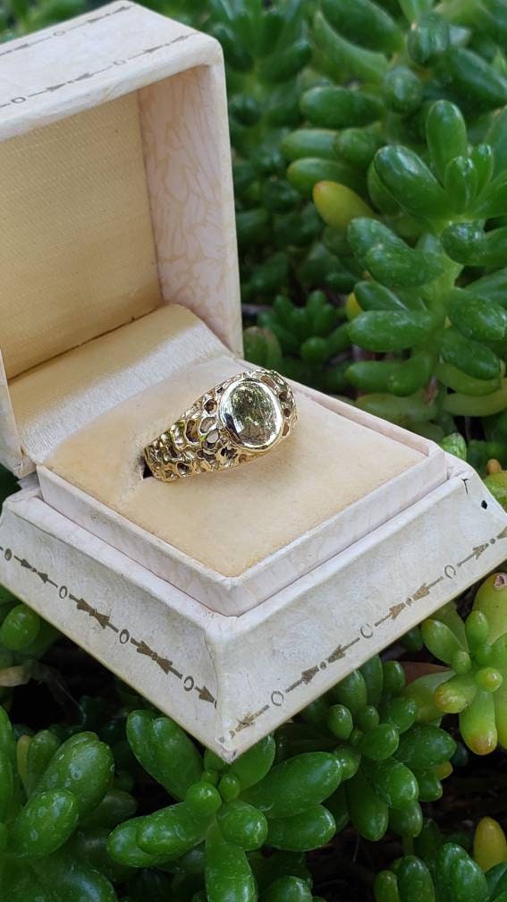 Vintage 14K Yellow Gold Blank Signet Ring, Nugget Design, Initial Ring, Size 6