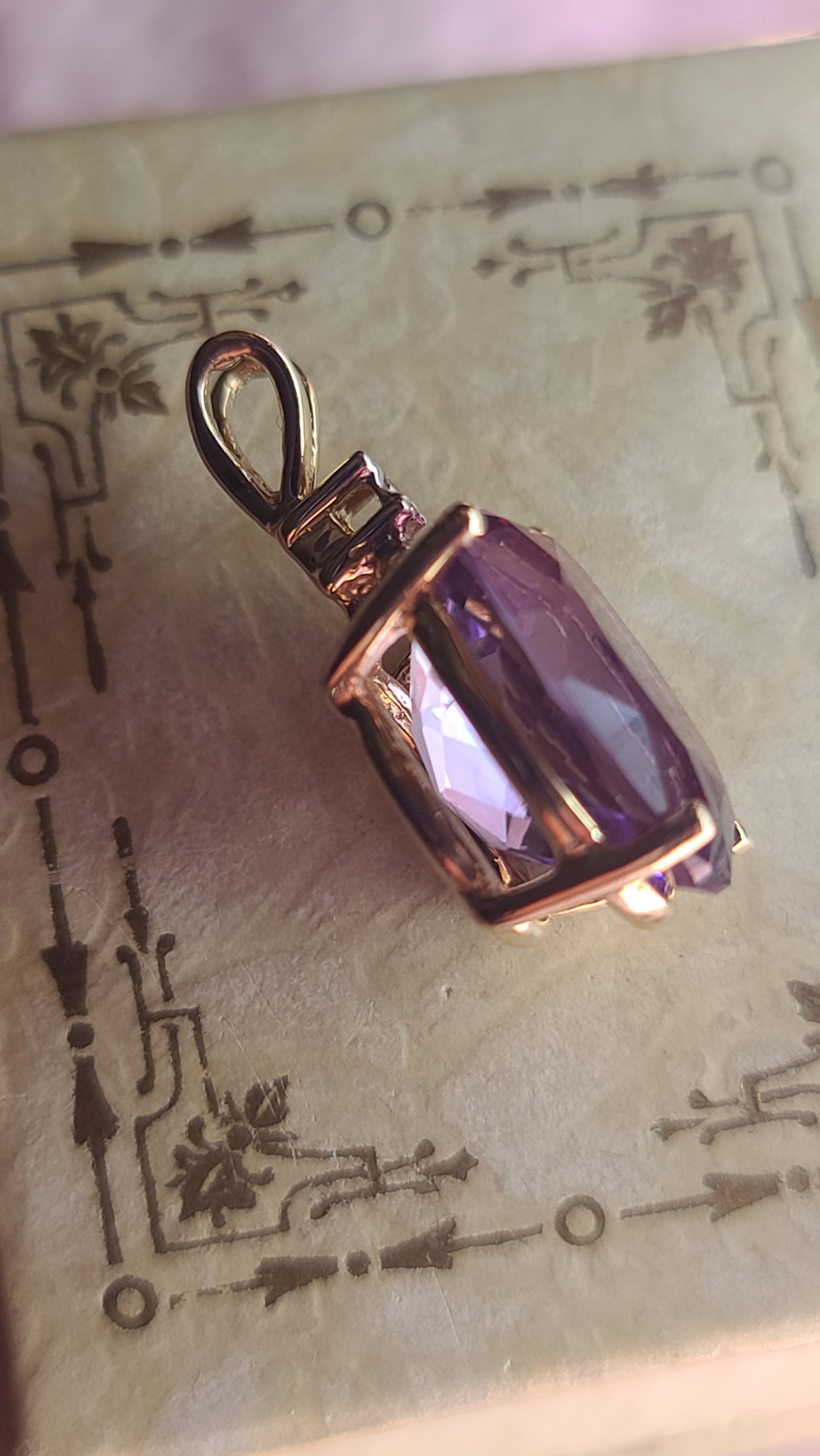 Amethyst Pendant with Diamond Accent, 14K Yellow Gold