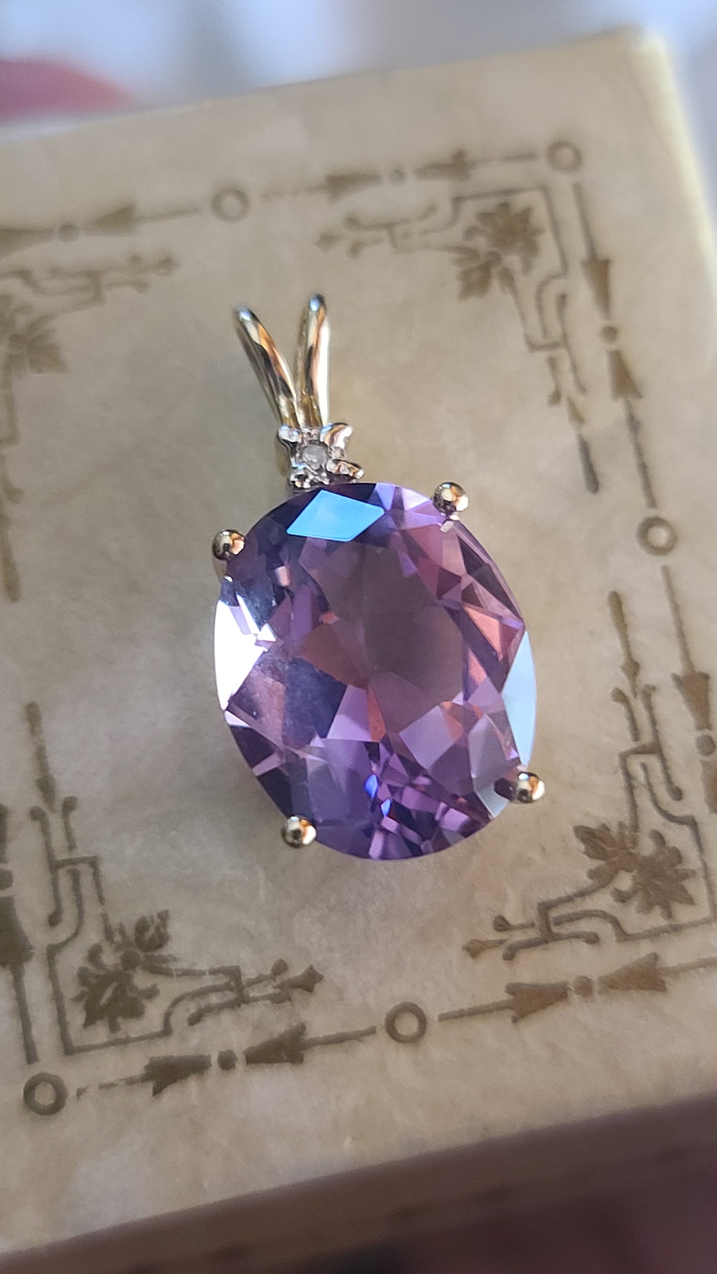 Amethyst Pendant with Diamond Accent, 14K Yellow Gold