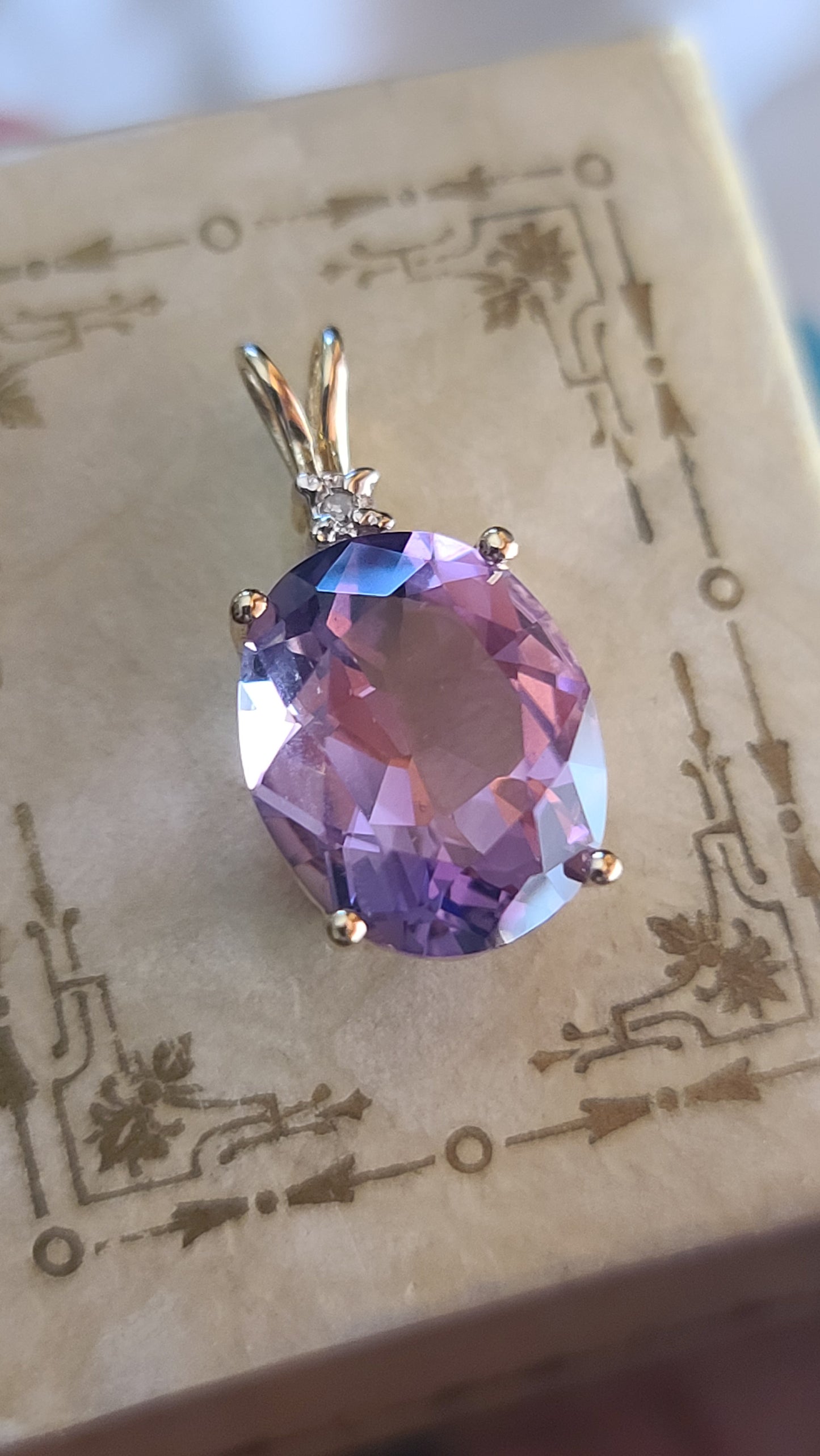 Amethyst Pendant with Diamond Accent, 14K Yellow Gold