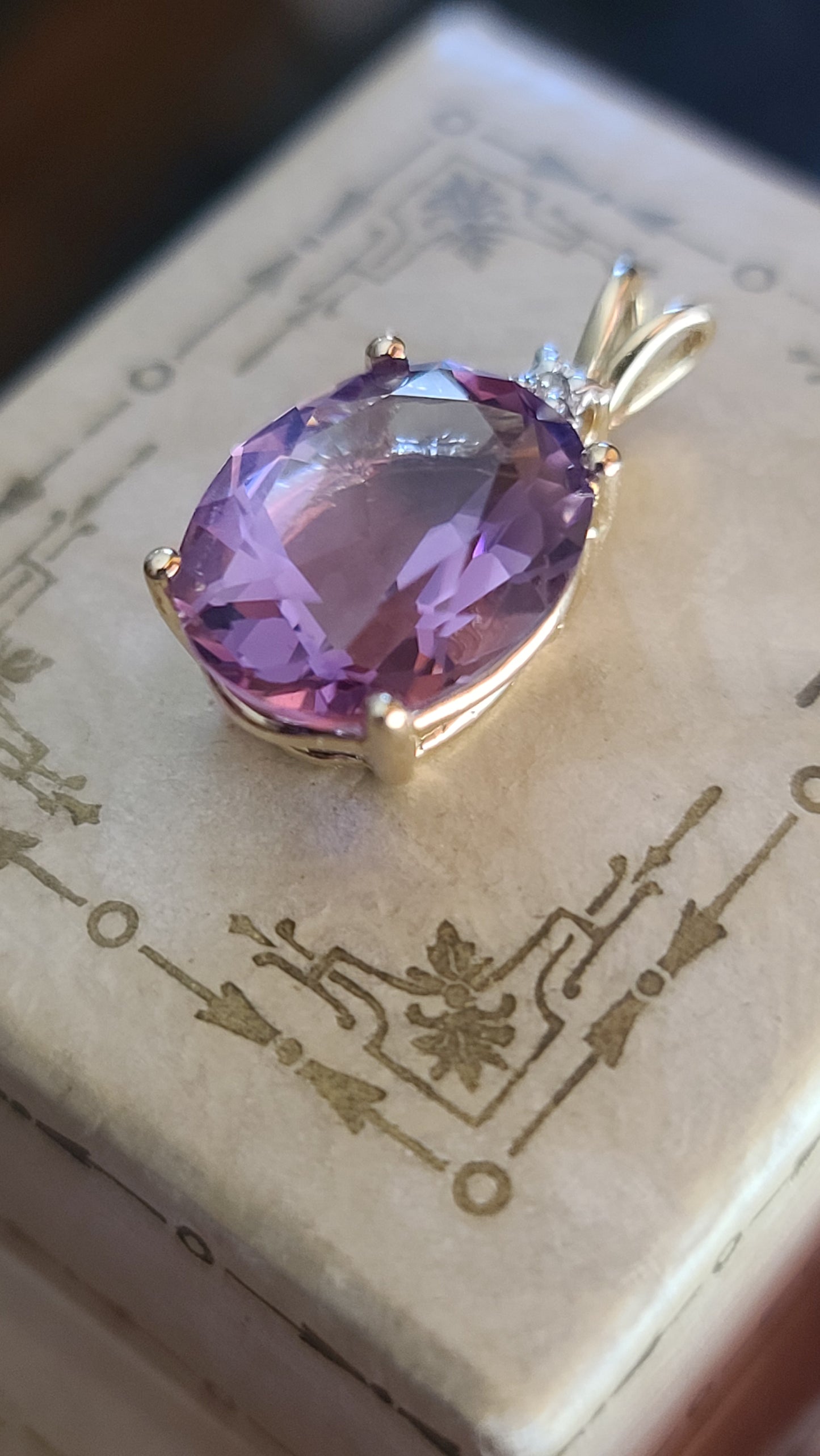 Amethyst Pendant with Diamond Accent, 14K Yellow Gold