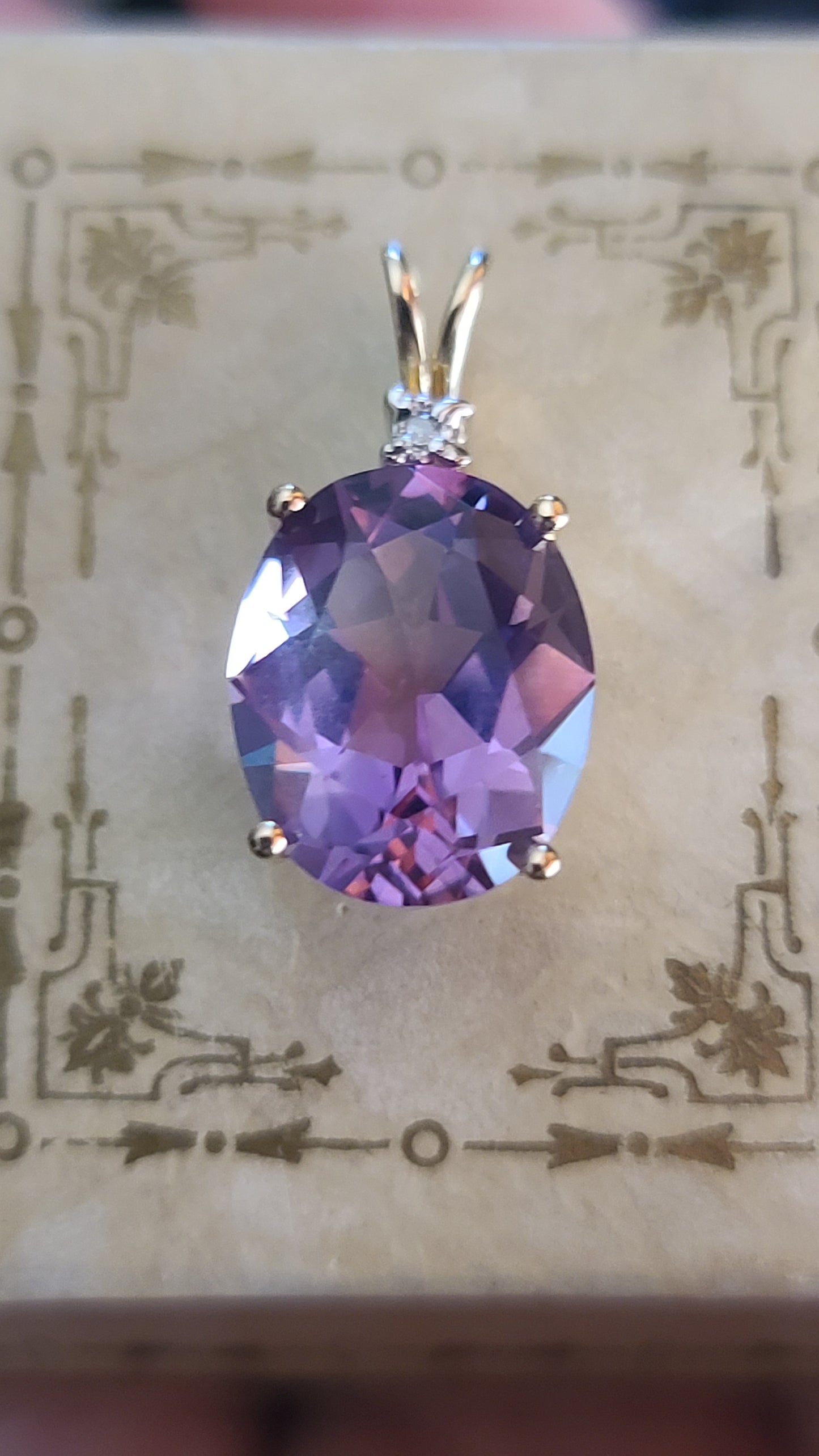 Amethyst Pendant with Diamond Accent, 14K Yellow Gold