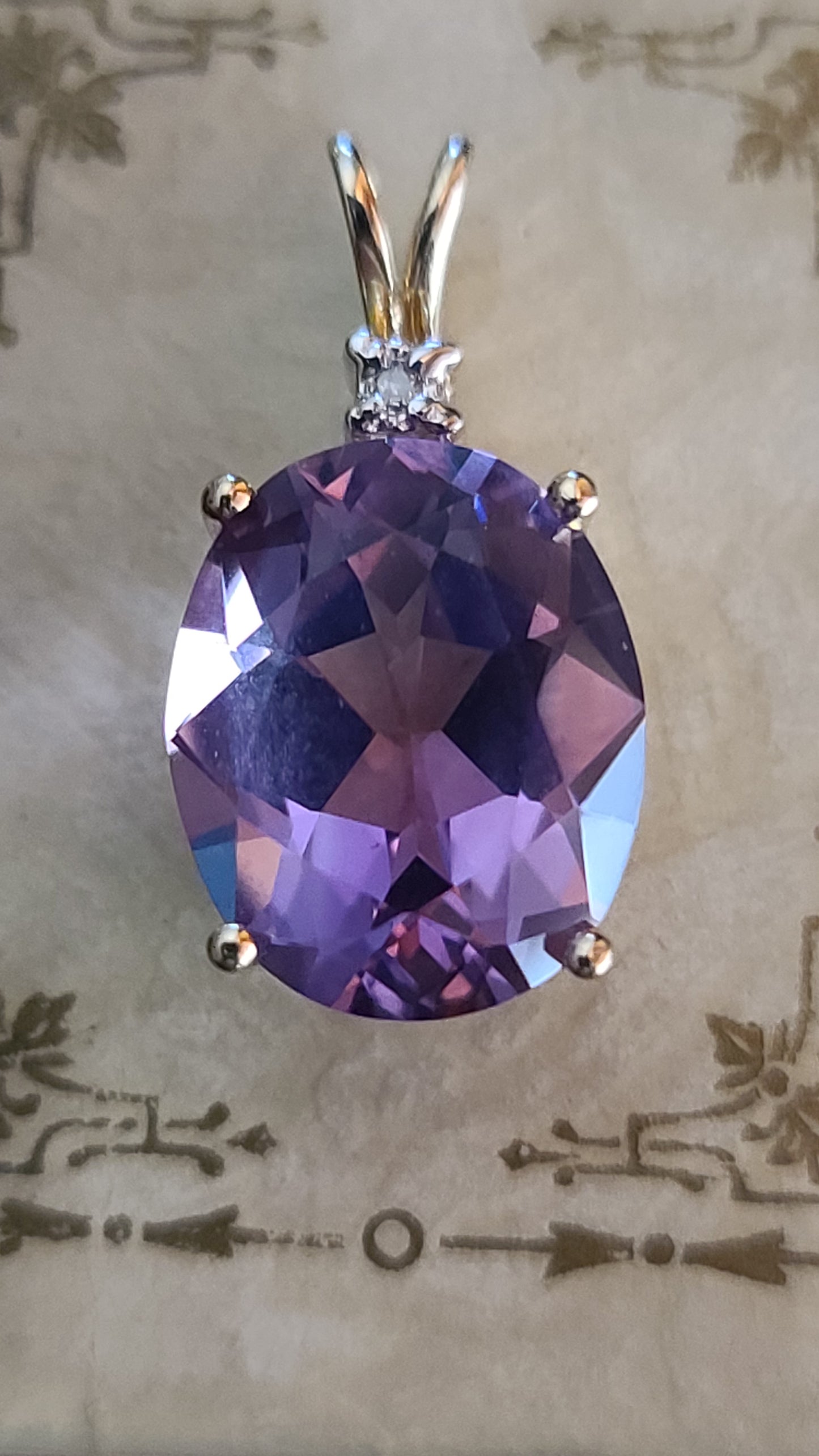 Amethyst Pendant with Diamond Accent, 14K Yellow Gold