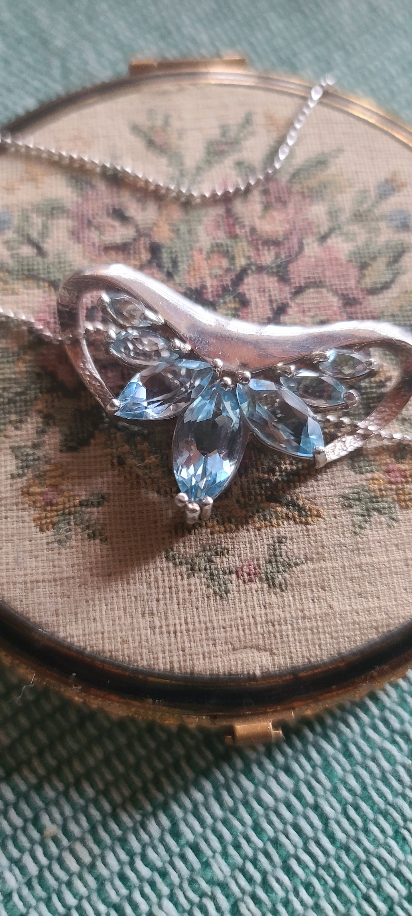 Sterling Silver Blue Topaz Pendant Slide