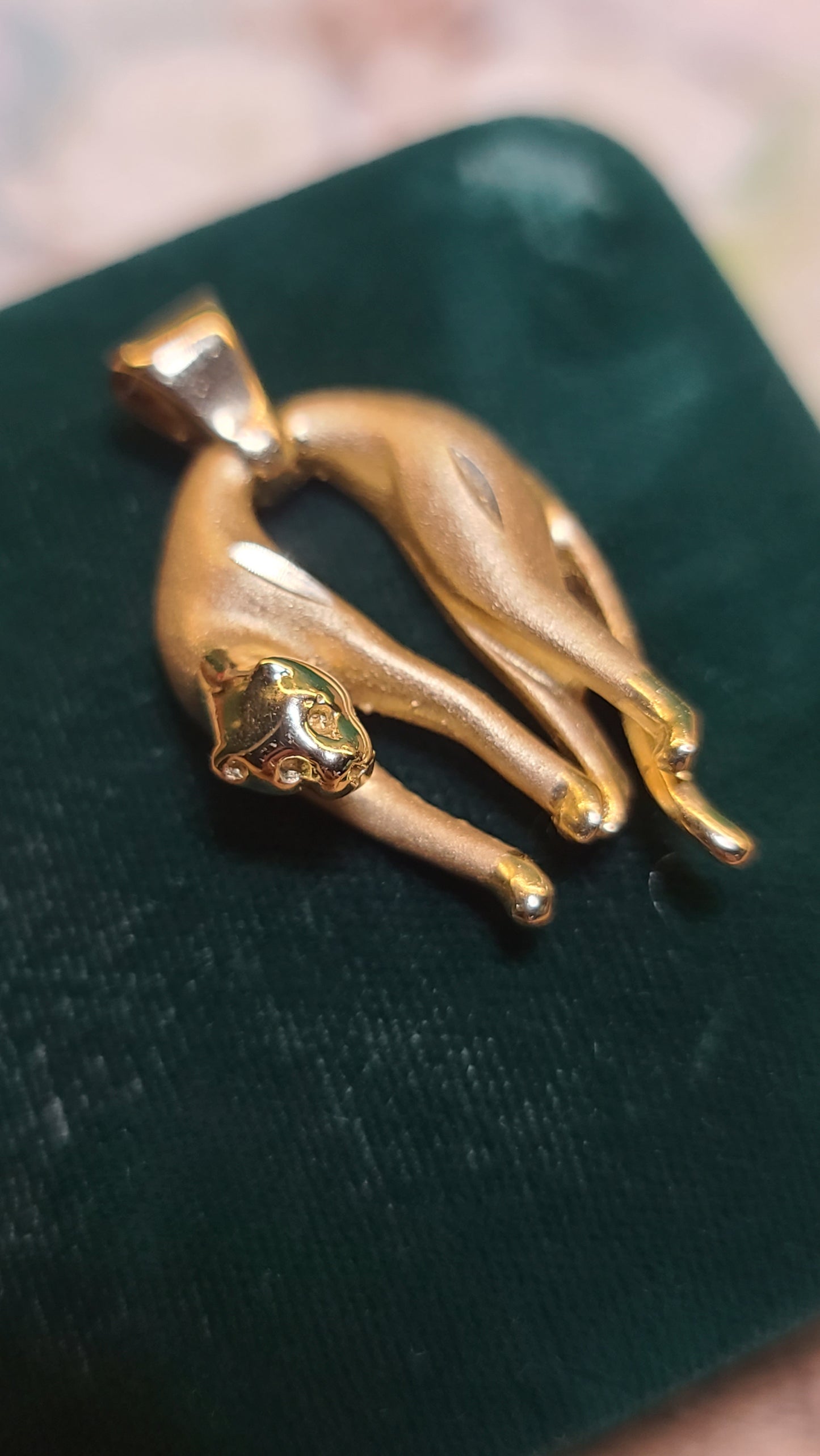 14K Yellow Gold Panther Pendant, Cat Pendant