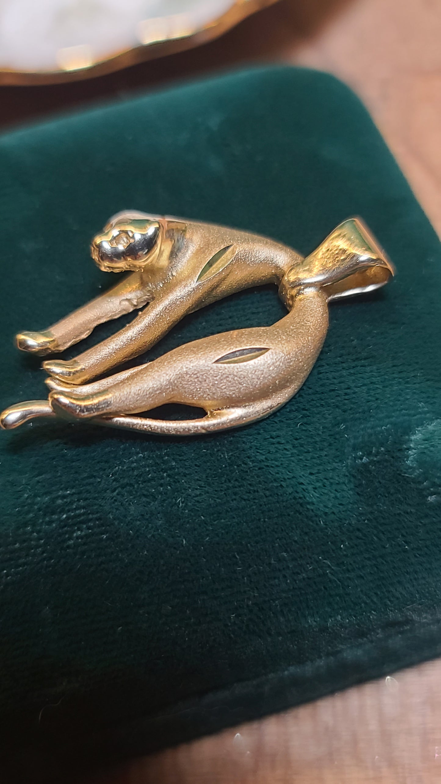 14K Yellow Gold Panther Pendant, Cat Pendant