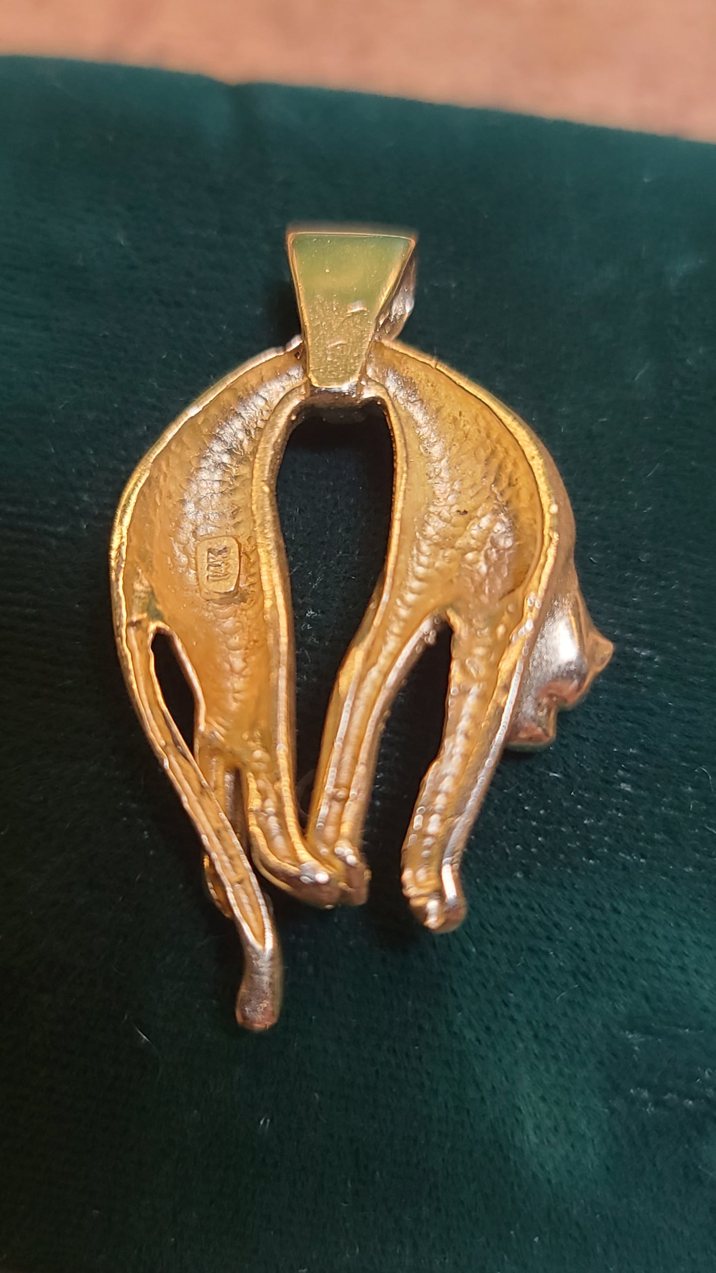 14K Yellow Gold Panther Pendant, Cat Pendant