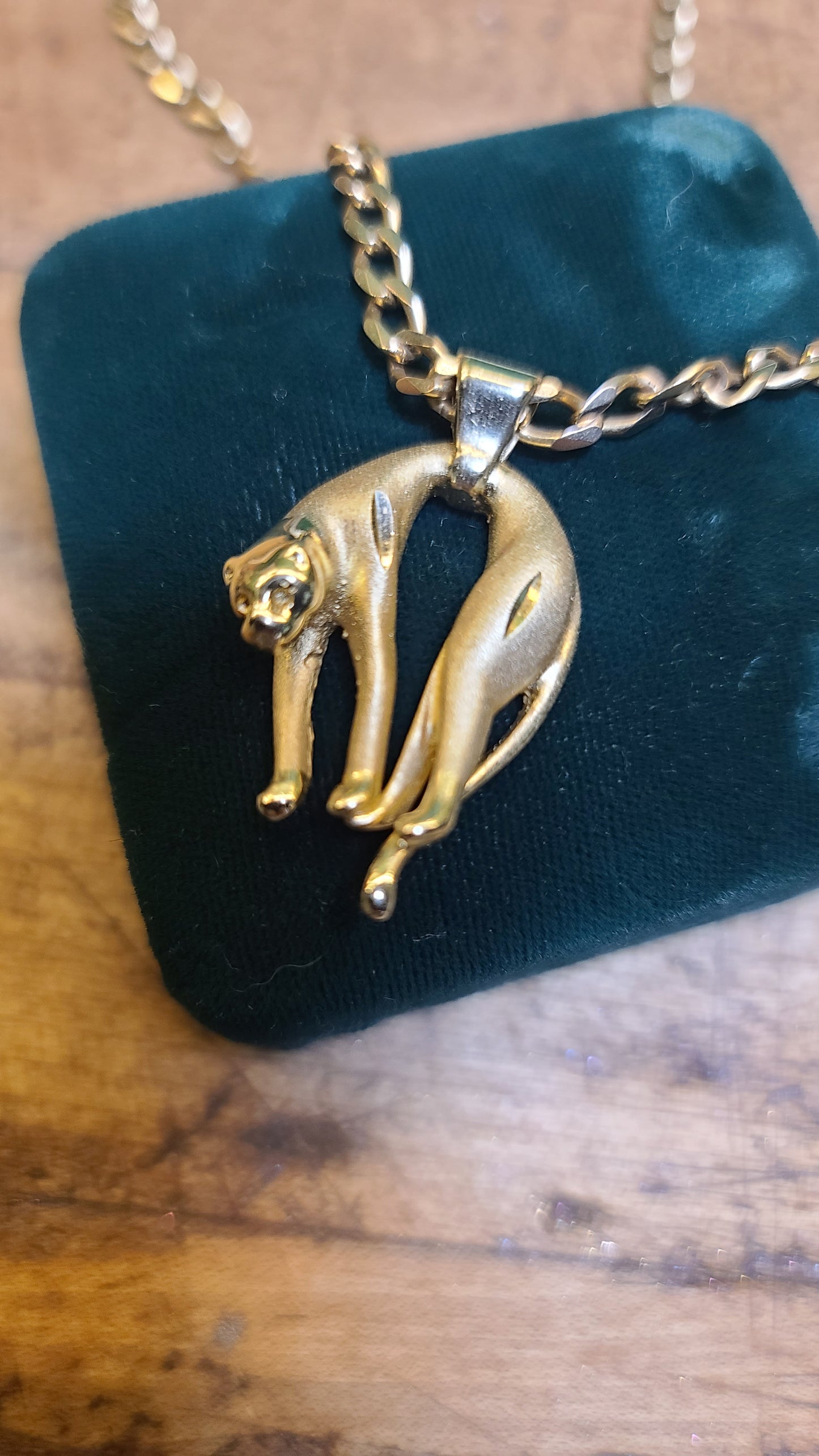 14K Yellow Gold Panther Pendant, Cat Pendant