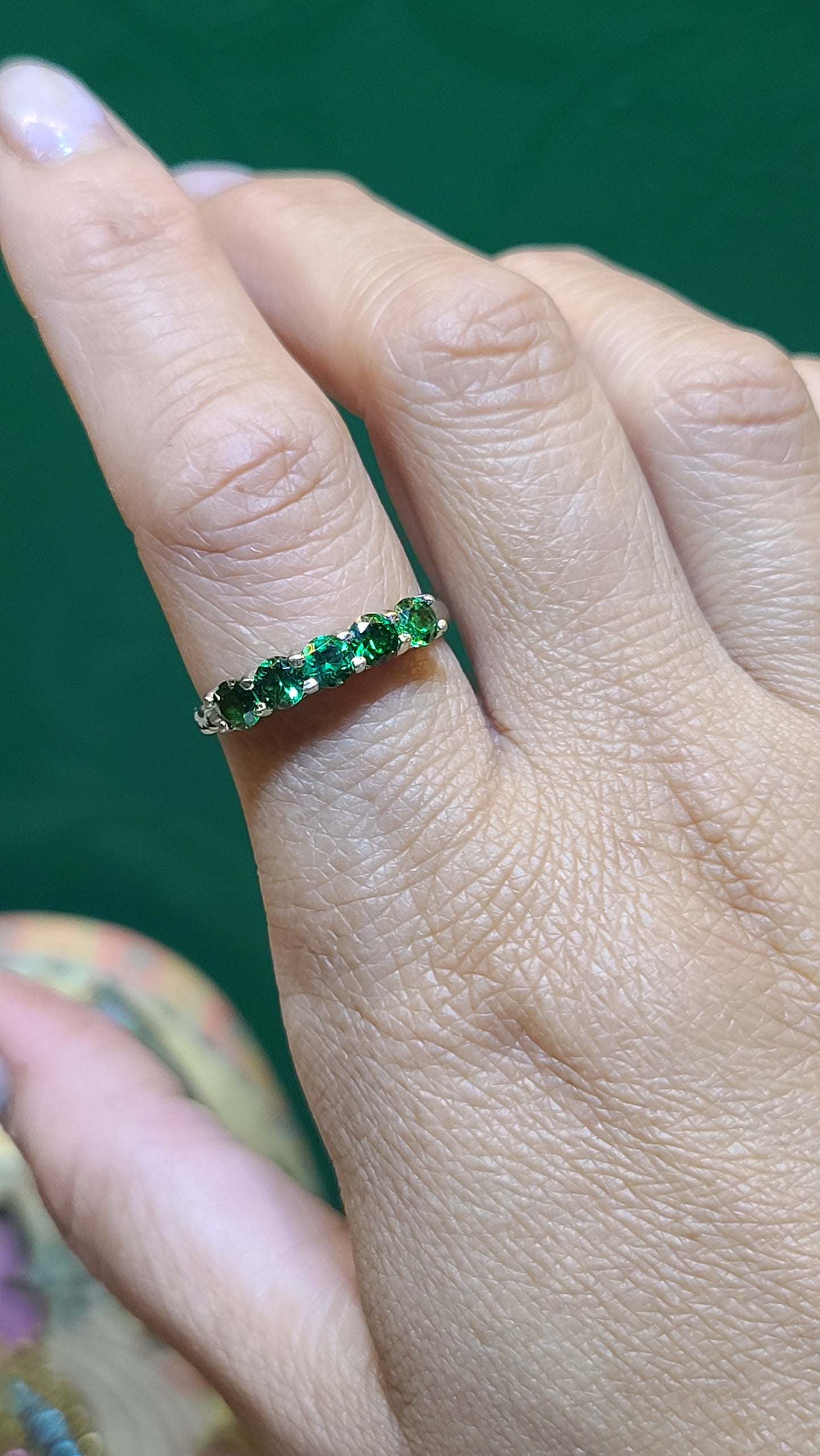 14K White Gold Tsavorite Garnet Ring, size 10 US