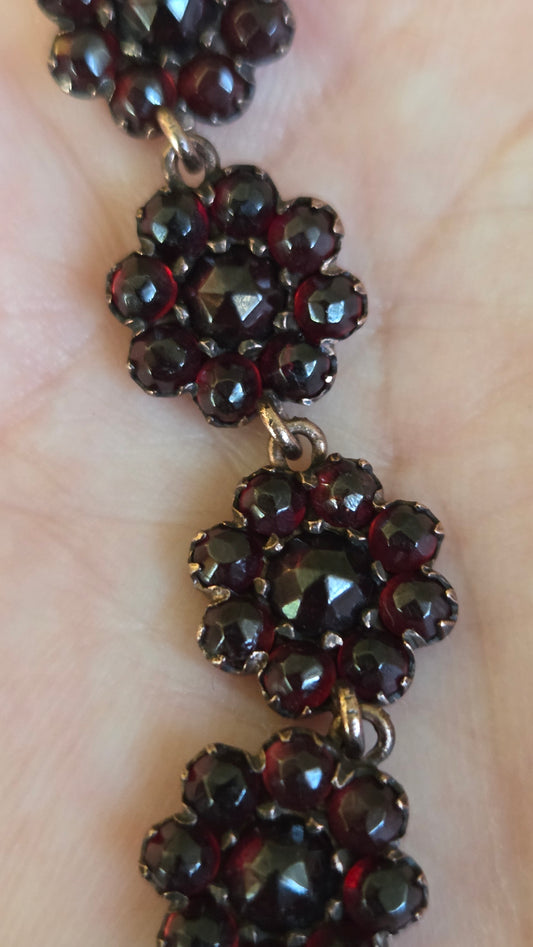 Vintage Estate Garnet Bracelet, Bohemian Garnet Bracelet