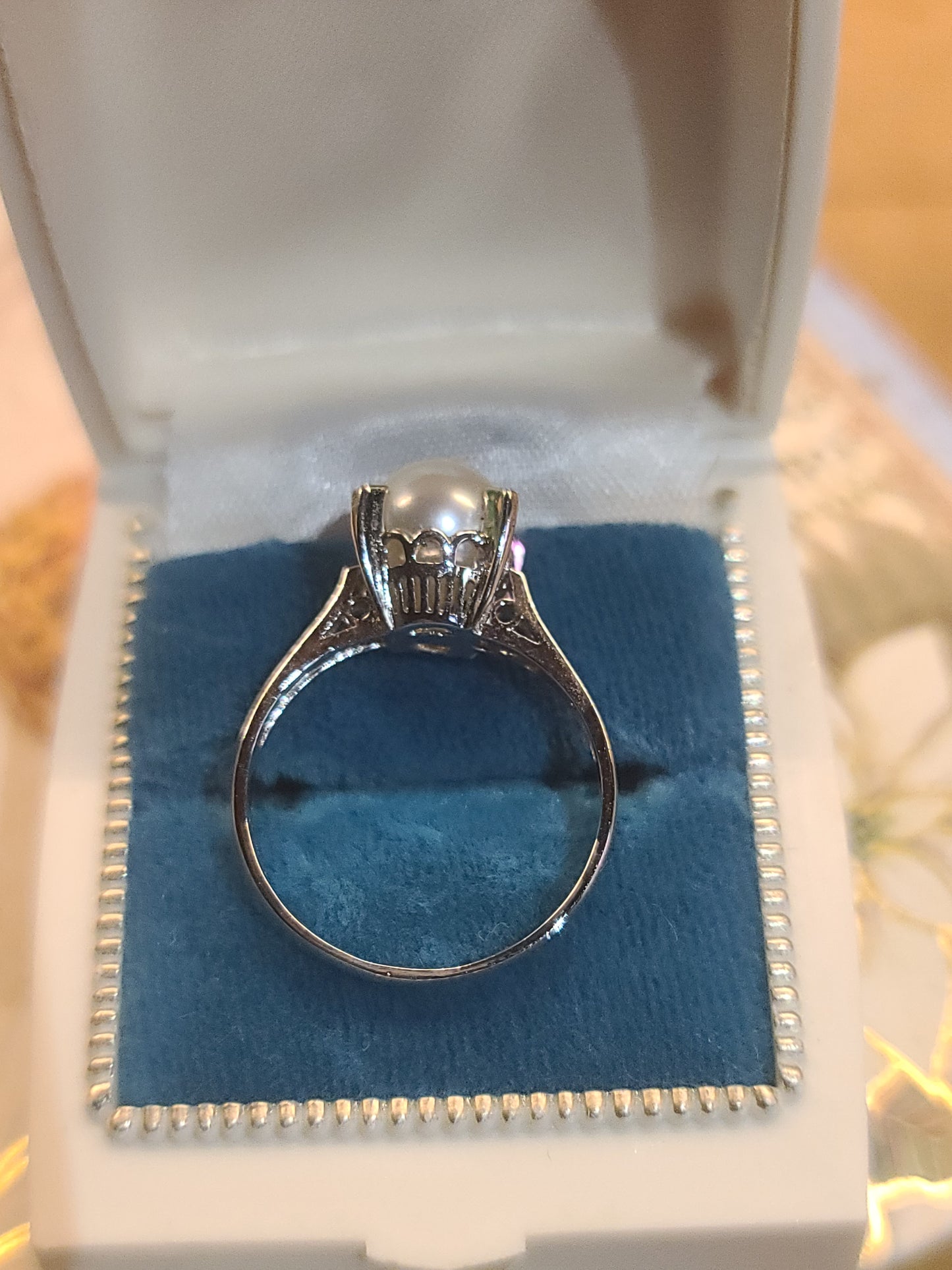 Vintage Silver Pearl Ring, size 7