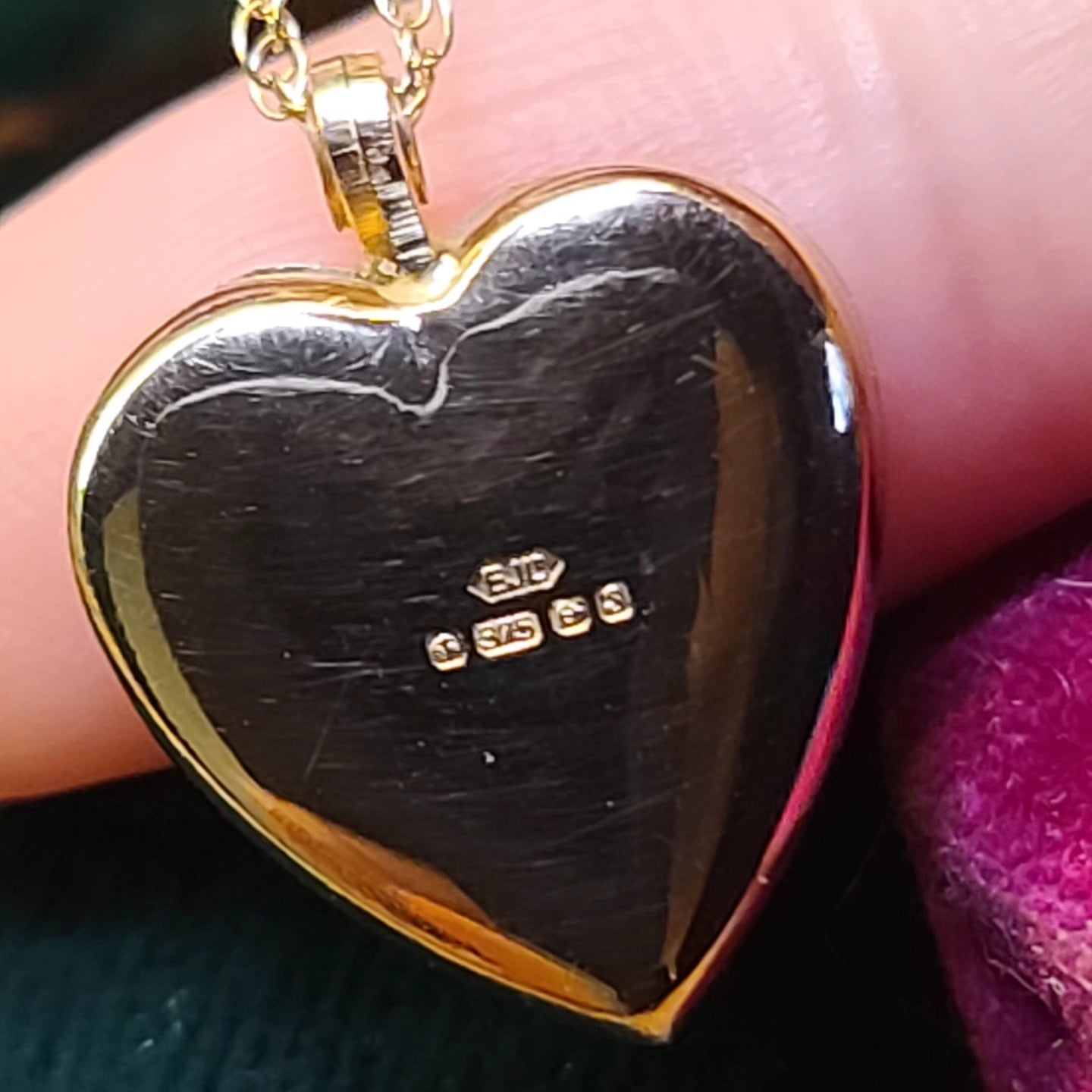 Dainty 9K Gold Heart Locket with 16-inch Chain