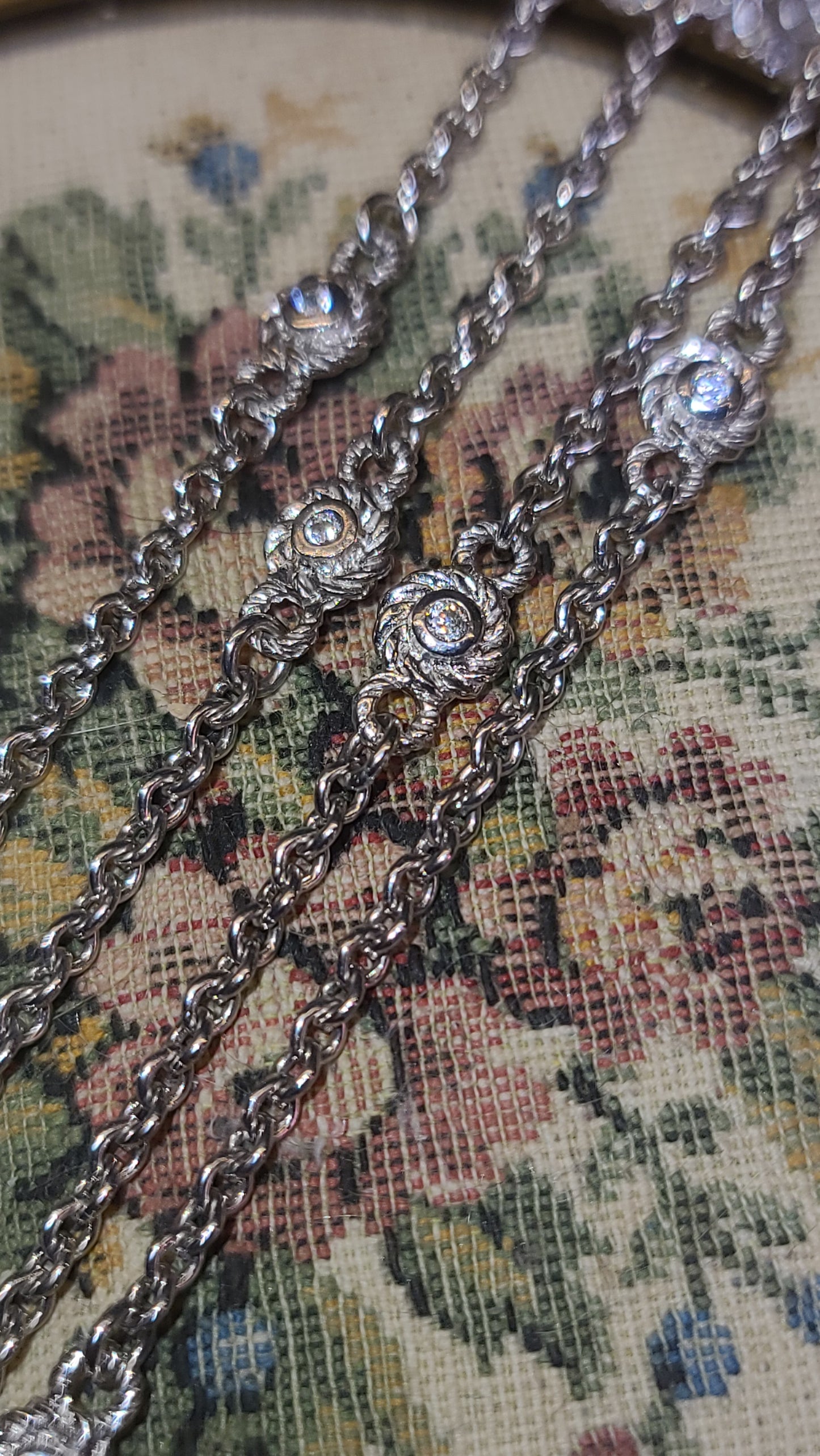 Judith Ripka Sterling Silver Station Chain, 36 inches