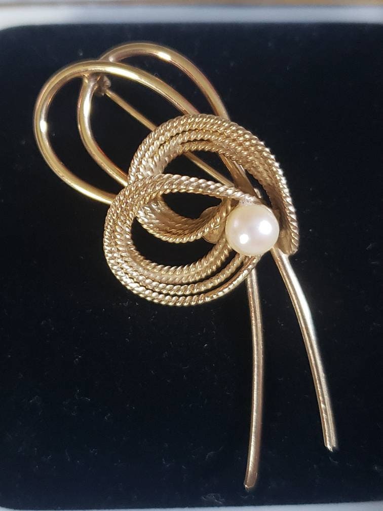 Vintage 1940-1950s WINARD Natural Pearl Brooch, 12k Gold Filled