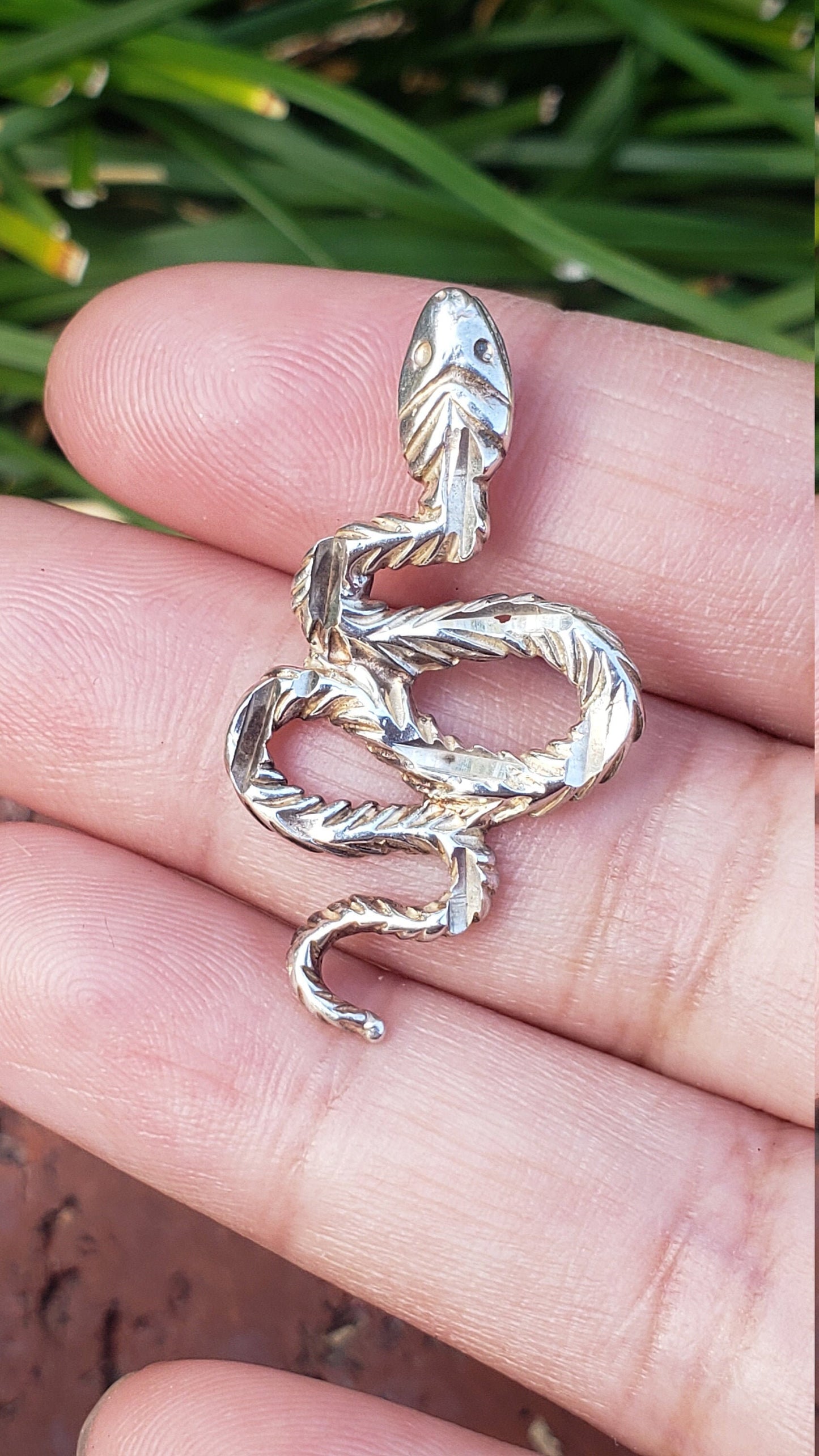 Vintage Sterling Snake Pendant